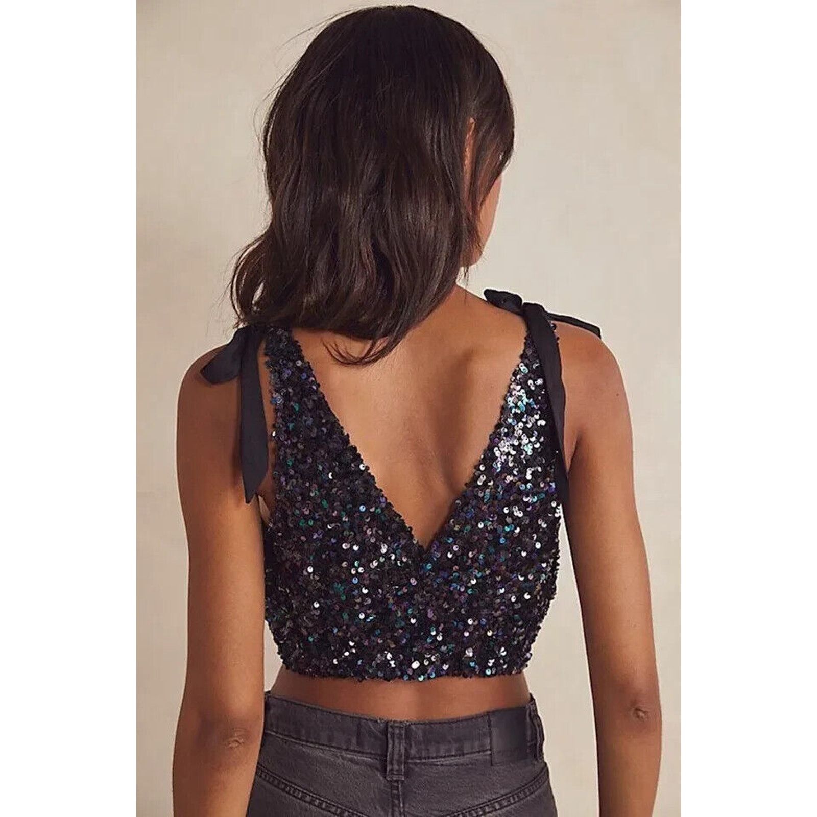 Free People NEW Free People Intimately Big Night Sequin Crop Top Size S / US 4 / IT 40 - 2 Thumbnail