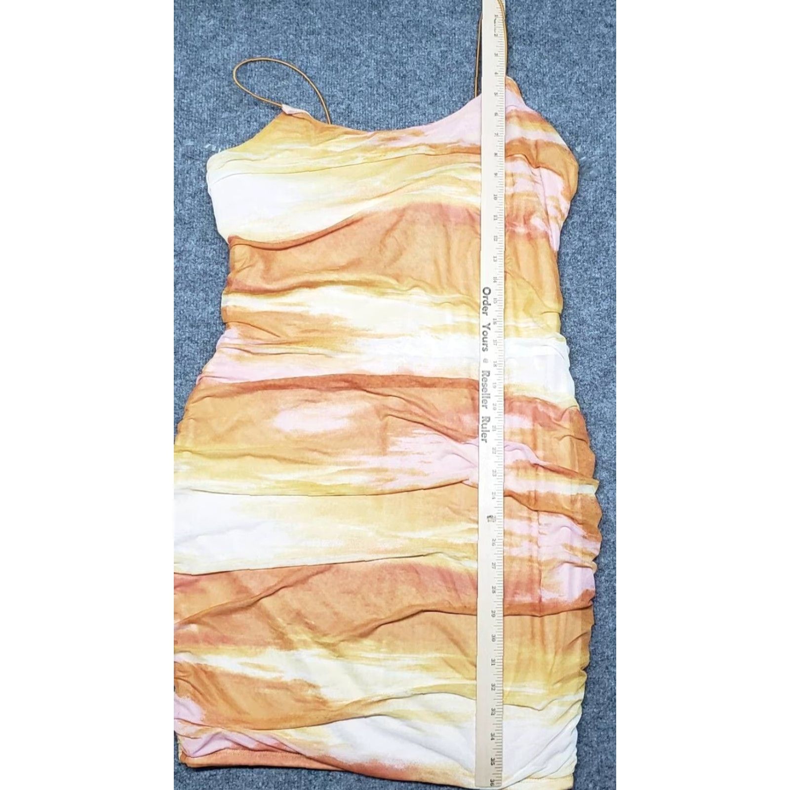 Vintage Rue21 Bodycon Dress Womens Plus 2XOrange Sunset Stretch Ruched Knee Length New Size XXL / US 16-18 / IT 52-54 - 7 Thumbnail