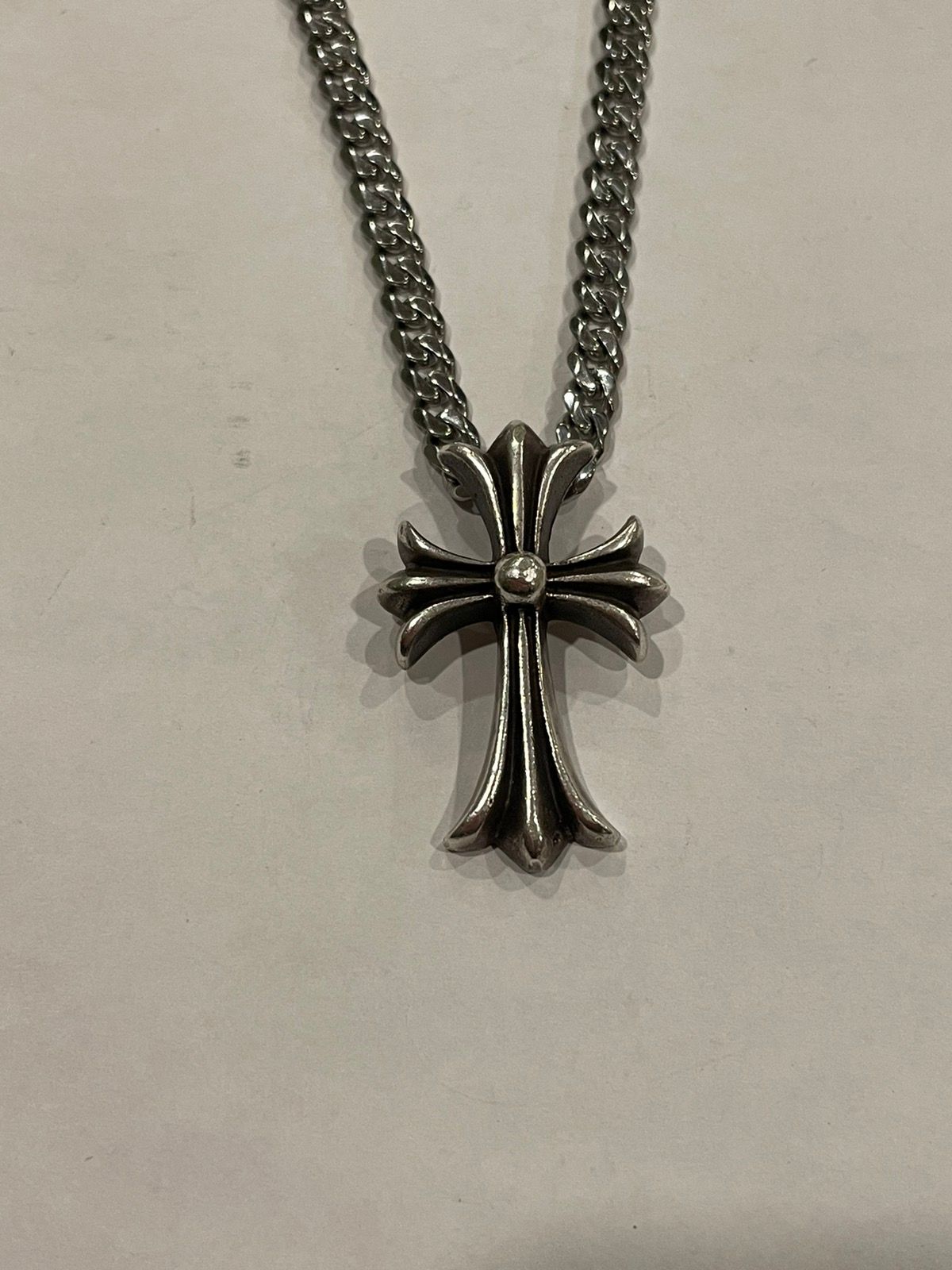 Chrome Hearts Large Cross Pendant Cuban Link Chain Necklace