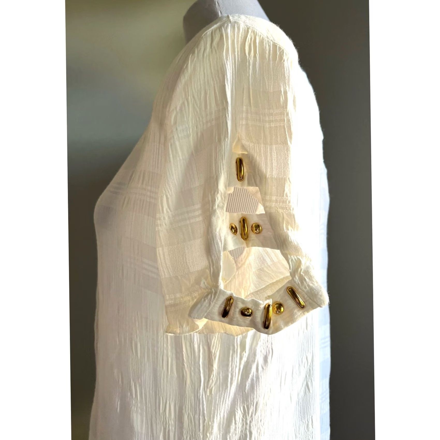 Vintage VINTAGE Farouche by Lori Weidner Blouse Shirt Tunic Ivory Gold Details 90s 80s Women’s Sz 12 Womens Size XL / US 12-14 / IT 48-50 - 5 Thumbnail