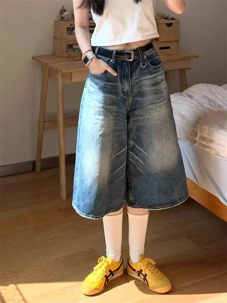 Japanese Brand Retro cat whisker wide leg denim shorts Size US 32 / EU 48 - 5 Thumbnail