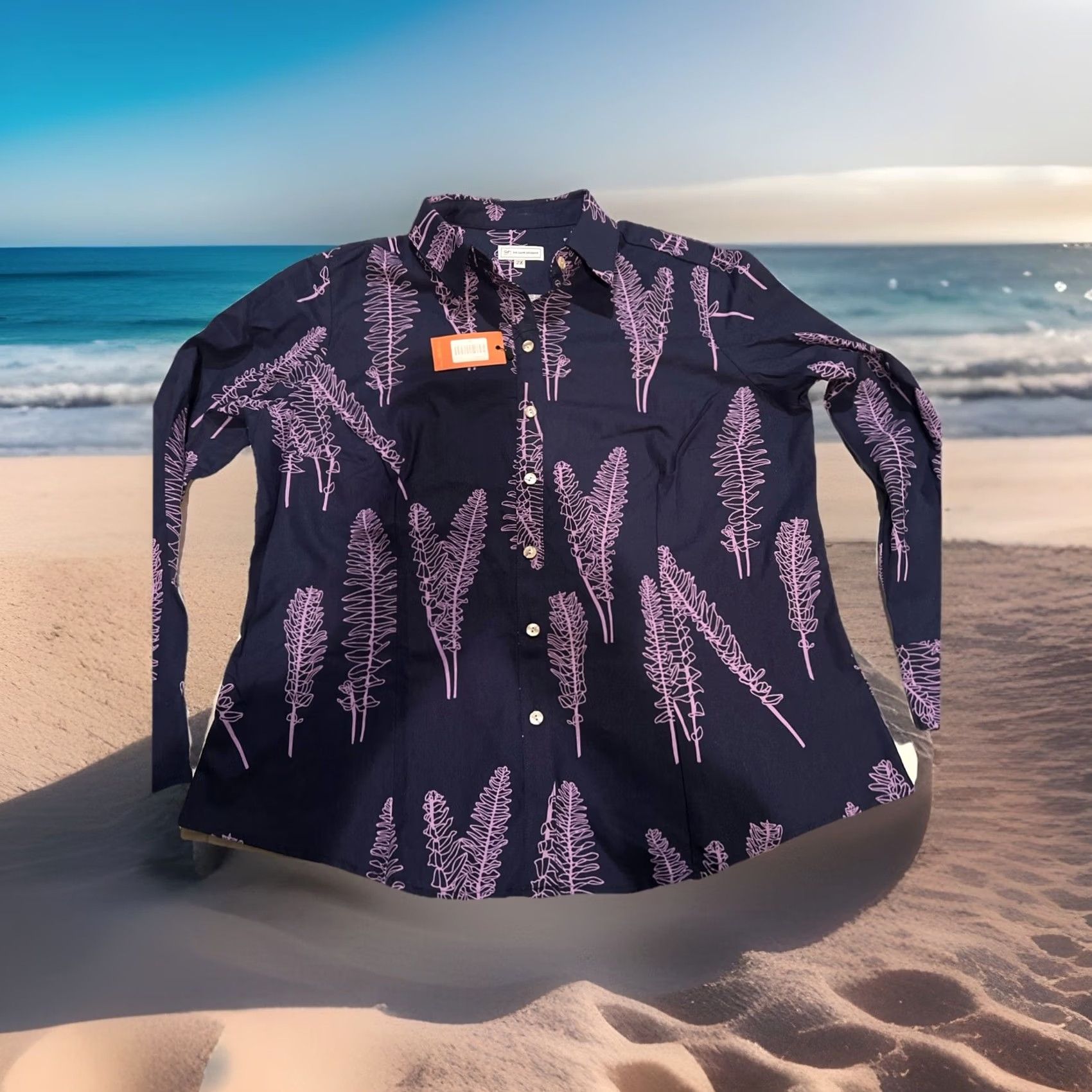 ALOHAS VINTAGE Women’s Sig Zane Designs Hawaiian Aloha Hibiscus Shirt 2XL New w 50 Retail Tag Size XXL / US 16-18 / IT 52-54 - 2 Thumbnail