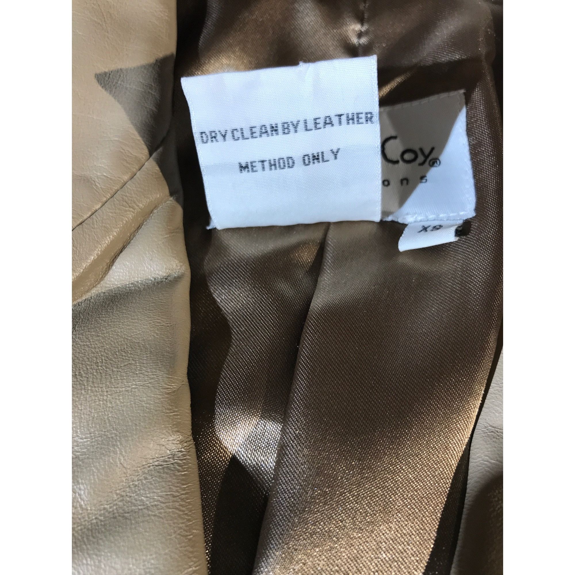 Designer Pamela McCoy Women's Vintage Y2K Taupe Leather Blazer Duster Size XS / US 0-2 / IT 36-38 - 4 Thumbnail