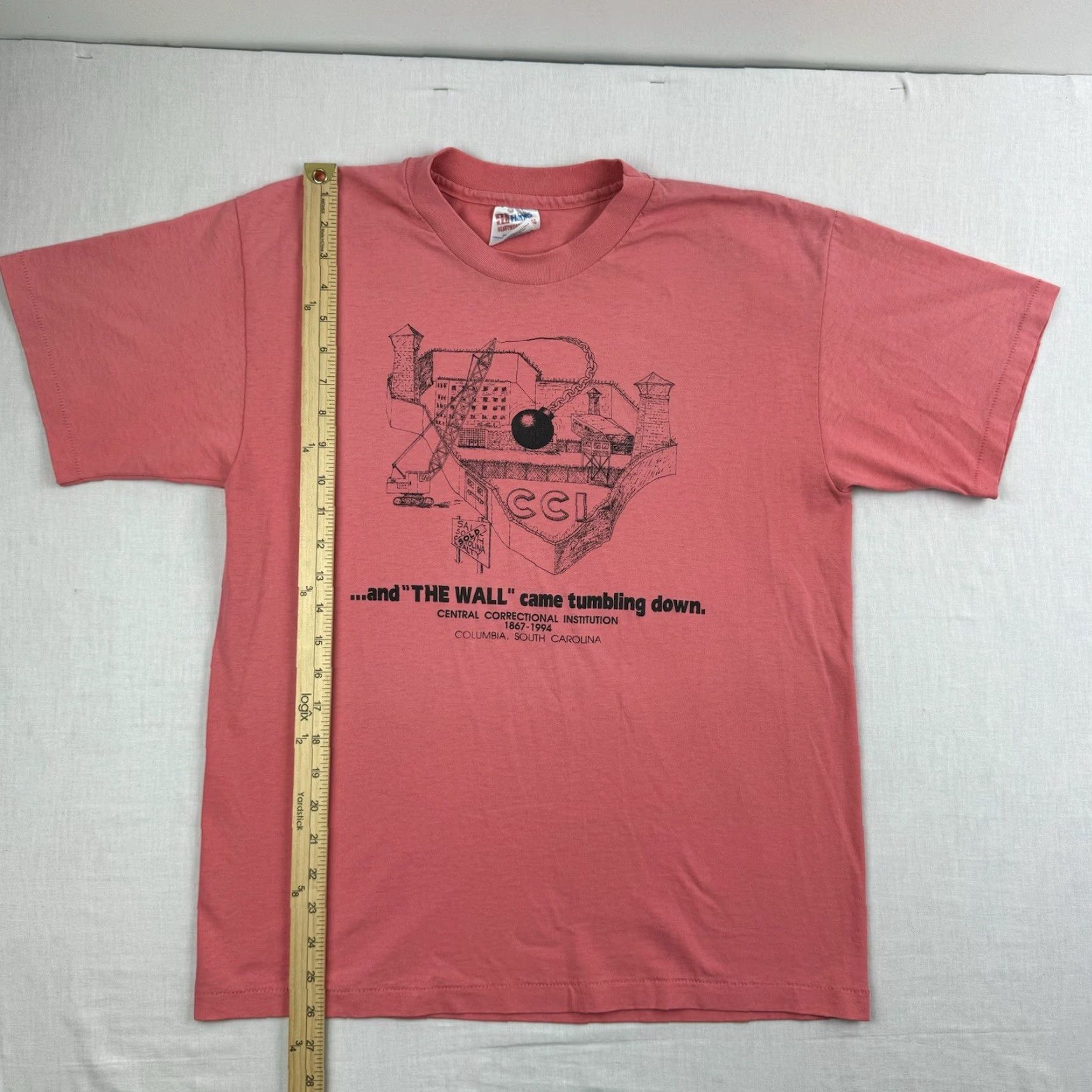 Hanes VINTAGE Hanes Jail Shirt Adult Large Pink South Carolina Correctional Institution 90s Shirt Mens Size US L / EU 52-54 / 3 - 5 Thumbnail