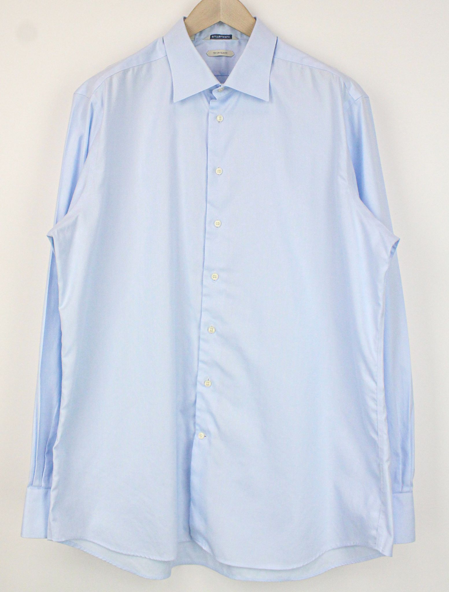 Suitsupply 46/18 Slim Blue Cotton Shirt 73694 Size US XL / EU 56 / 4 - 1 Thumbnail