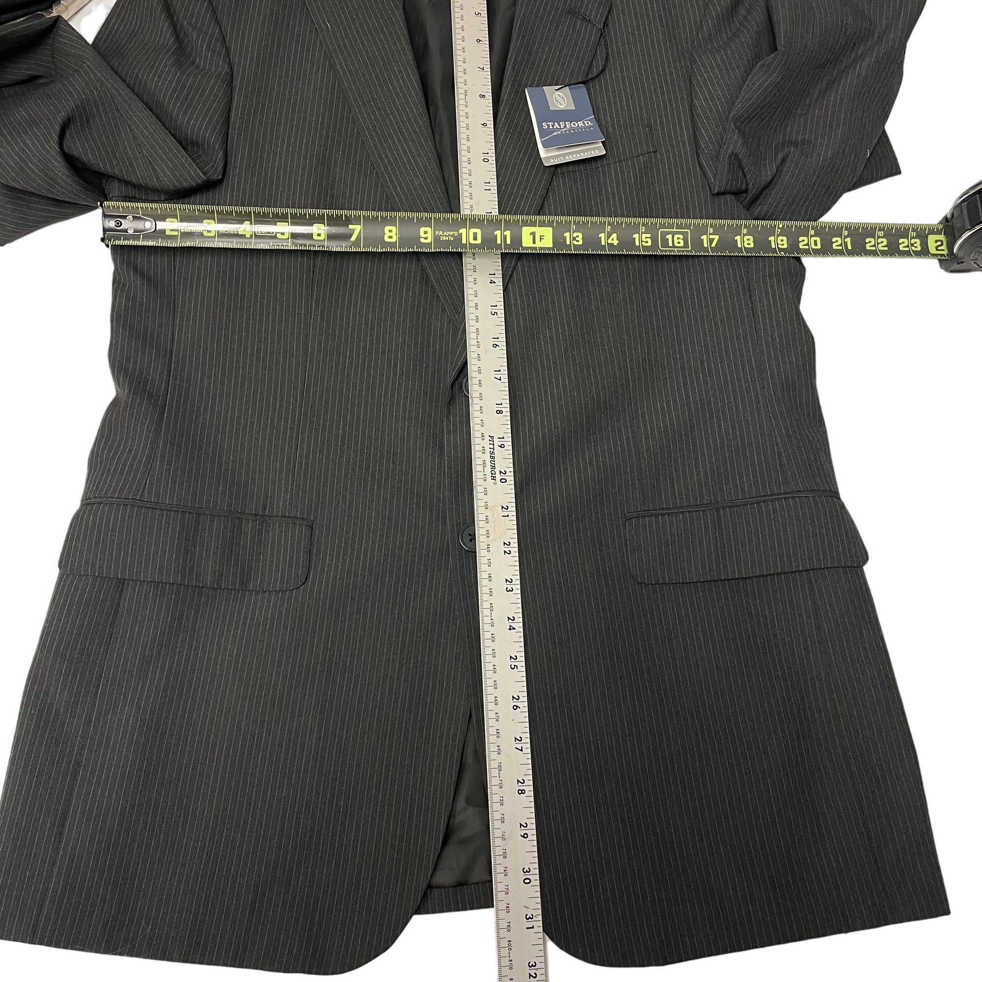 Stafford NWT NEW Stafford Charcoal Sport Coat PINSTRIPE Jacket Size 40R - 8 Thumbnail