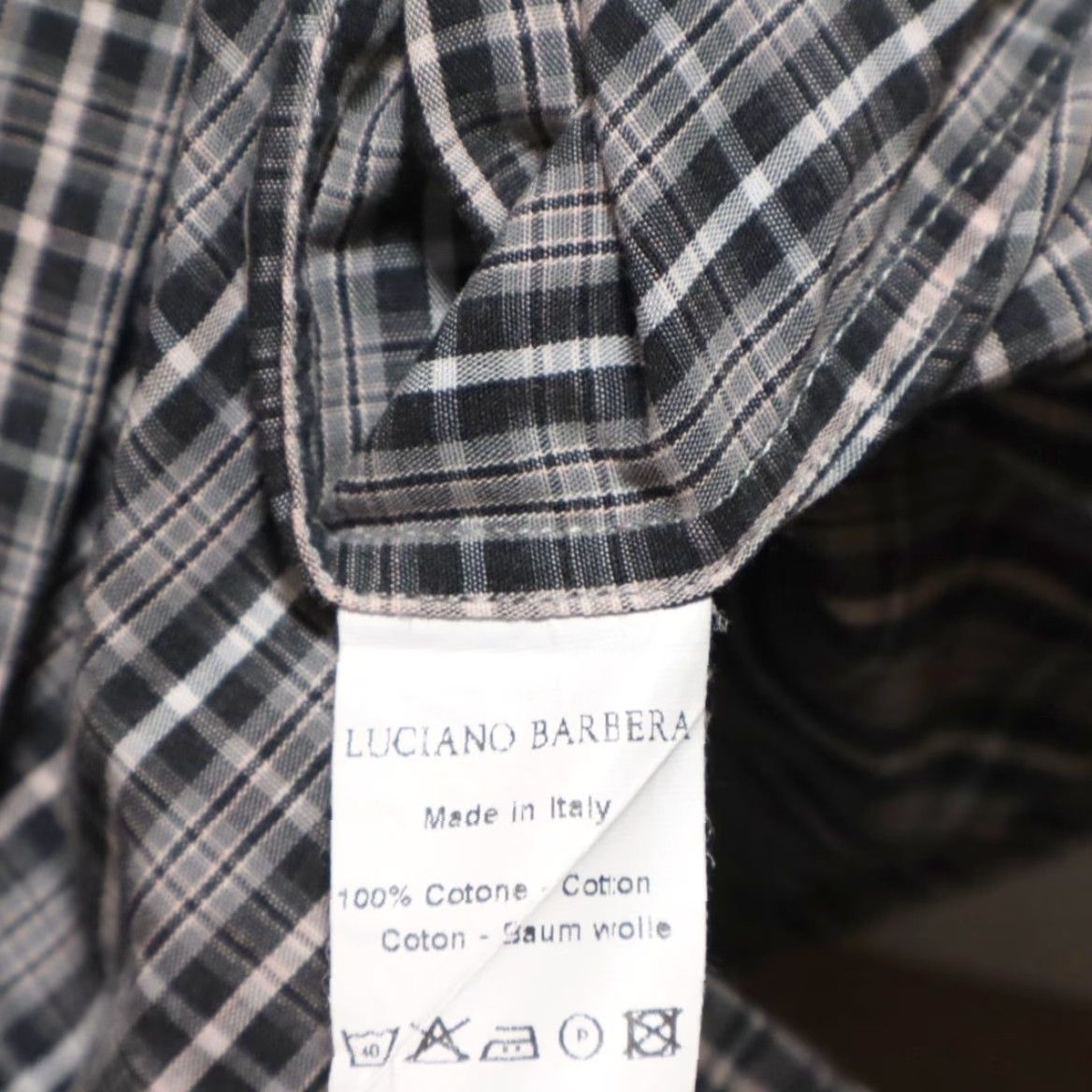 Vintage Luciano Barbera Poplin Cotton Plaid Button Down Shirt Black M Mens Size US M / EU 48-50 / 2 - 8 Thumbnail