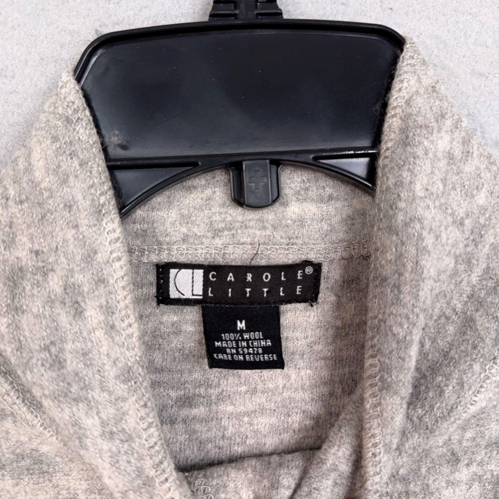 Vintage Carole Little Cardigan Womens Medium Gray 100% Wool Mock Neck Button Sweater Size M / US 6-8 / IT 42-44 - 5 Thumbnail