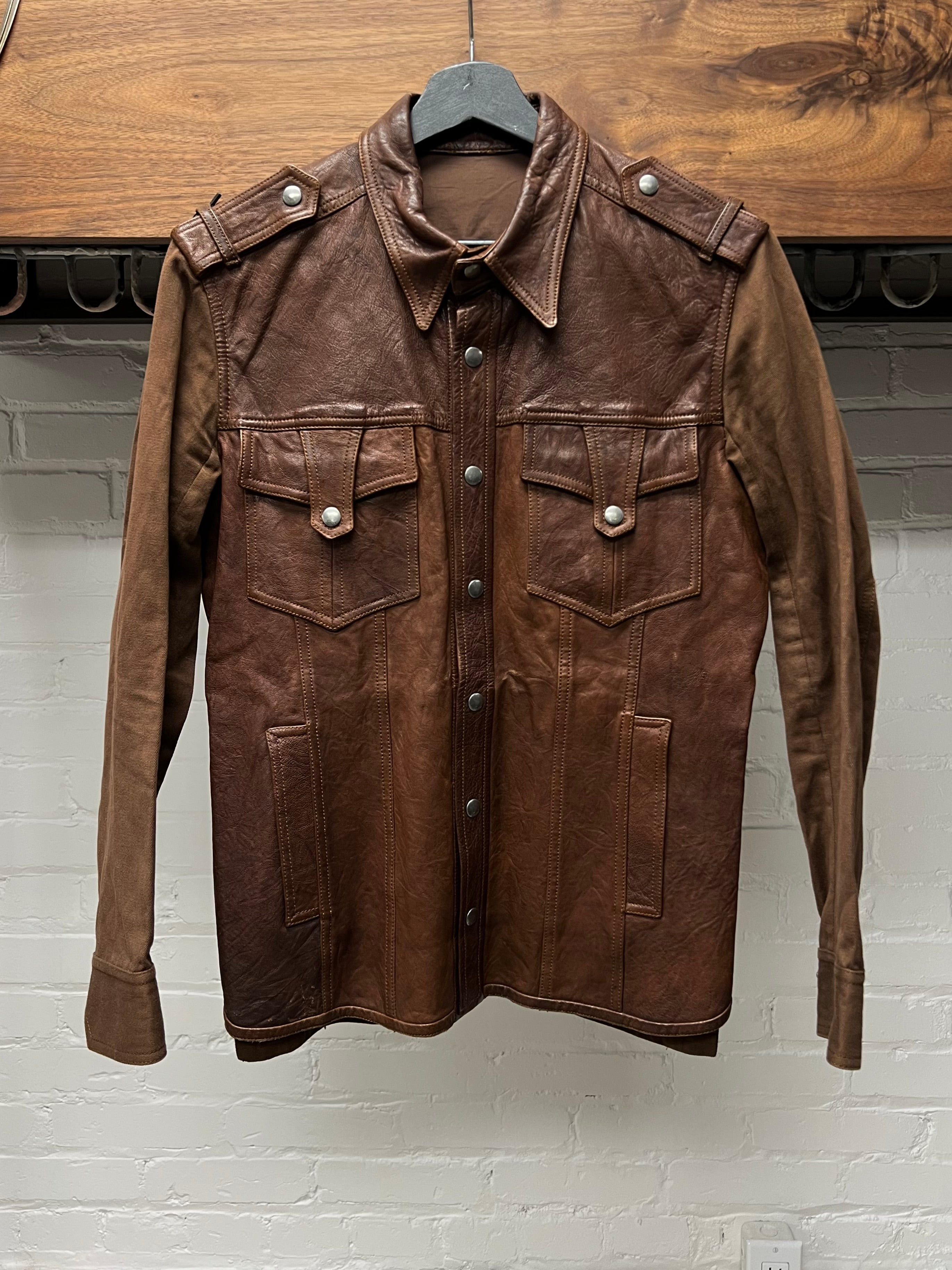 Gucci 2000s Gucci Collared Leather Western Button Snap Shirt Size US S / EU 44-46 / 1 - 1 Thumbnail