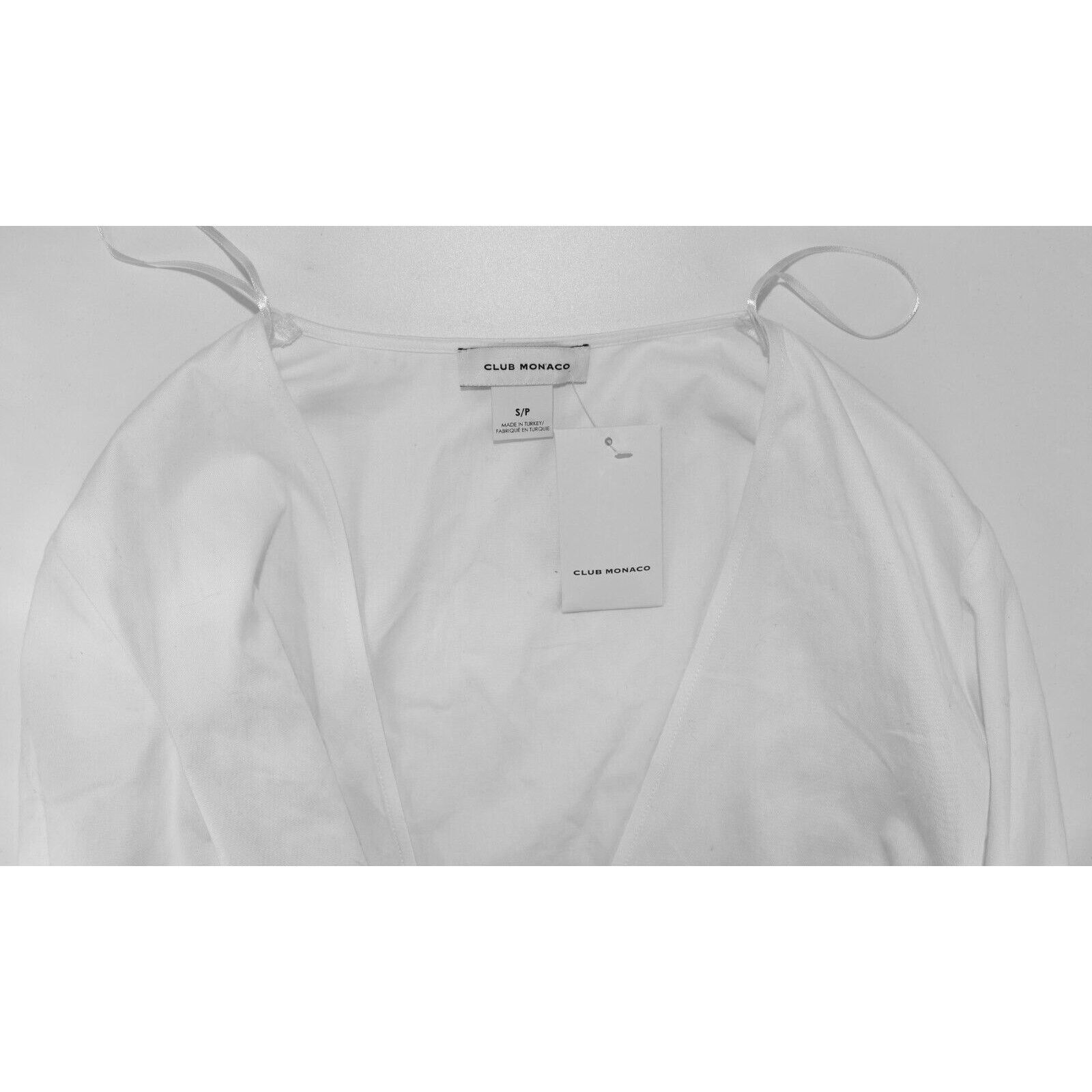 Club Monaco NEW CLUB MONACO White Cotton V-Neck Closure Blouse Top S/P Size S / US 4 / IT 40 - 5 Thumbnail