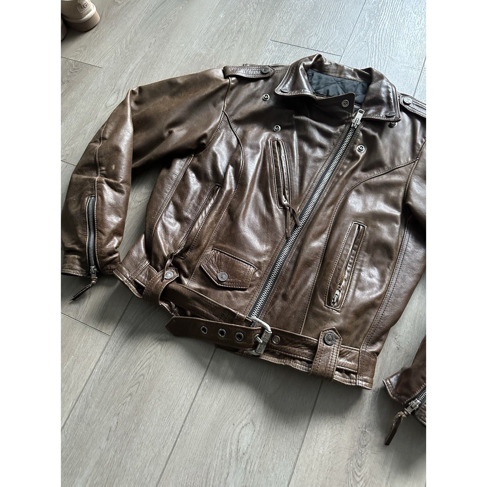 Harley Davidson Harley Davidson Womens Brown Jacket Belted V-Twin Sz L USA Size L / US 10 / IT 46 - 2 Thumbnail