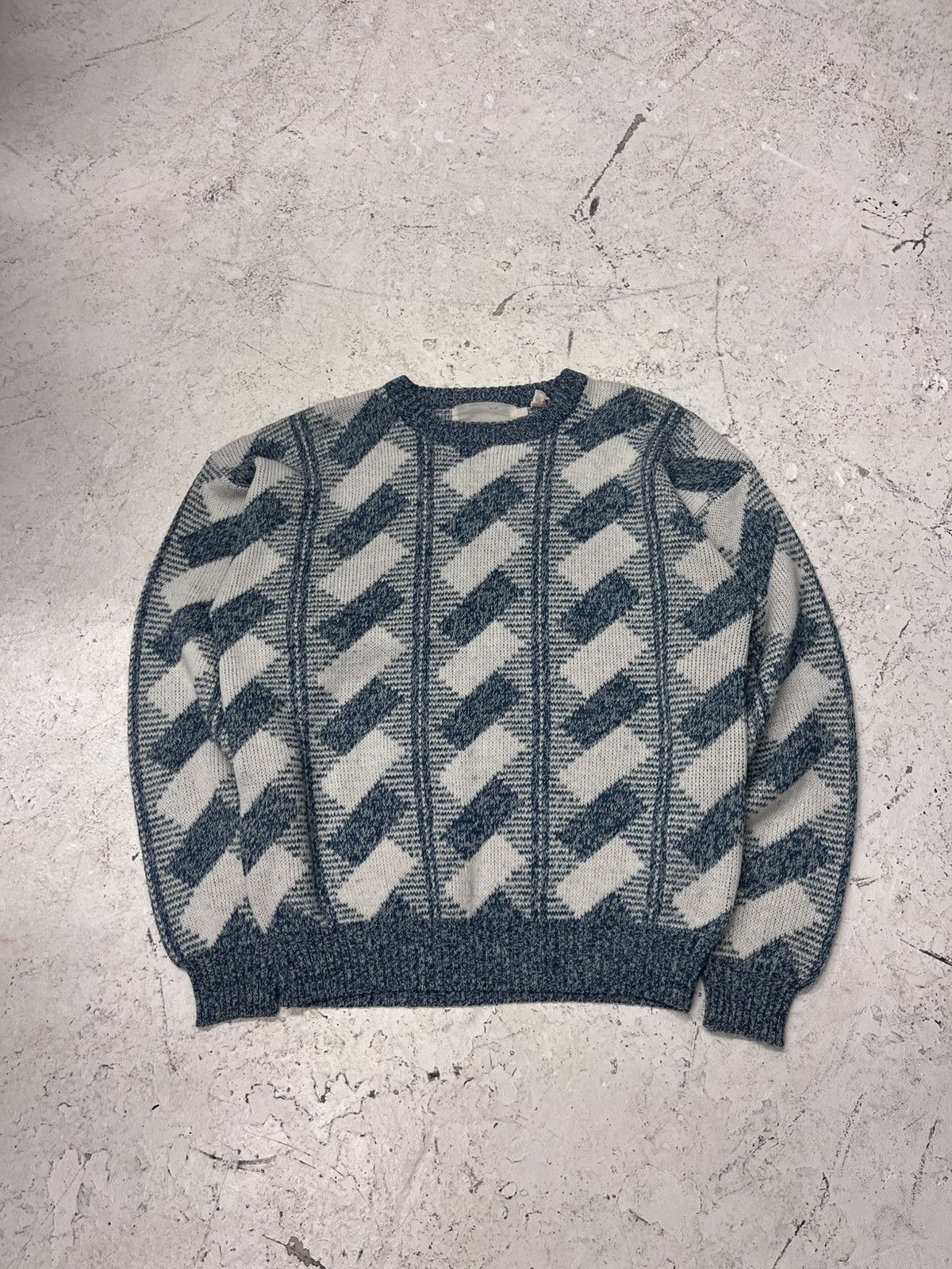 Vintage Vintage blue and white knit sweater Size US M / EU 48-50 / 2 - 2 Thumbnail