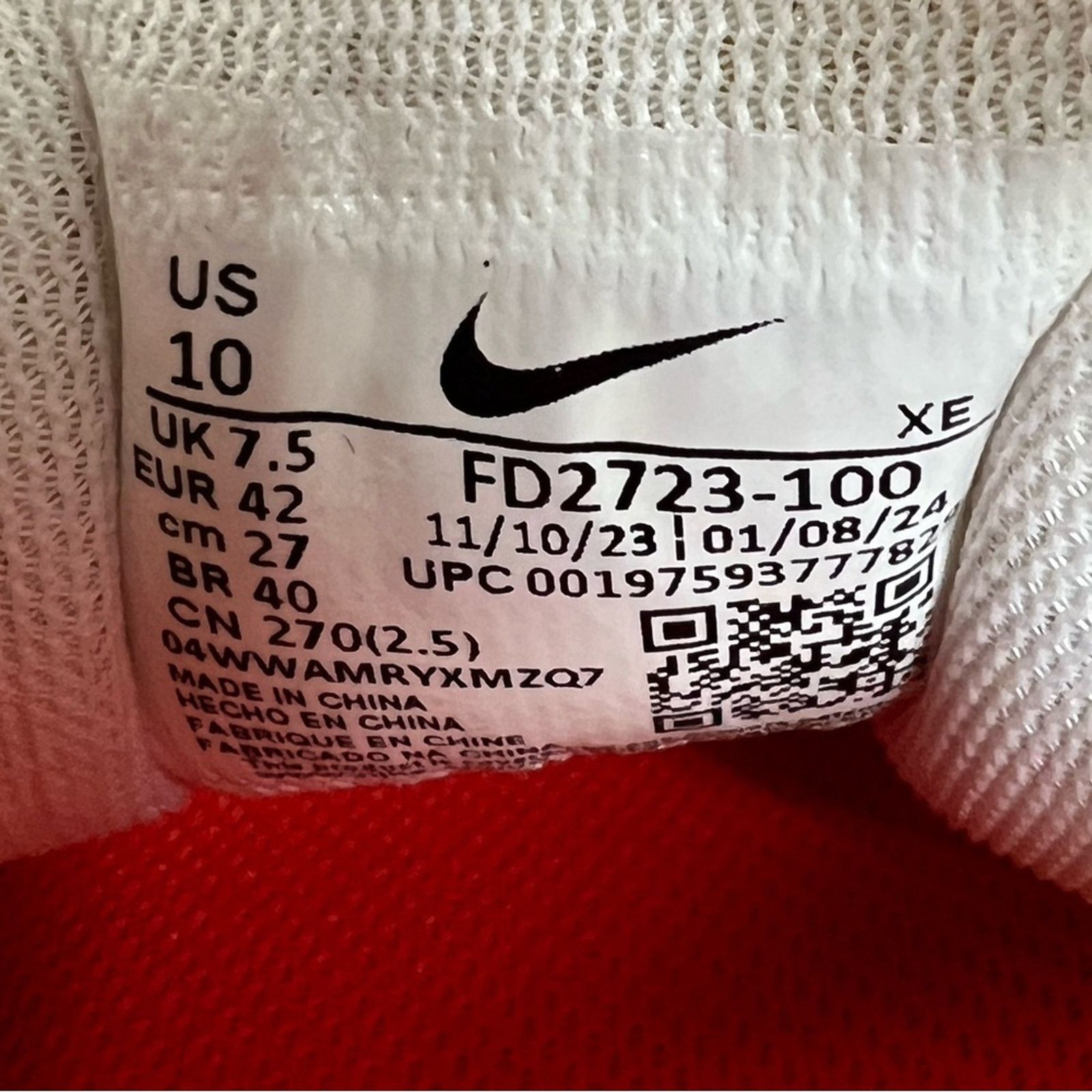 Nike Nike Womens Air Zoom Pegasus 41 White Crimson Shoes SIZE 10 Size US 10 / IT 40 - 10 Thumbnail