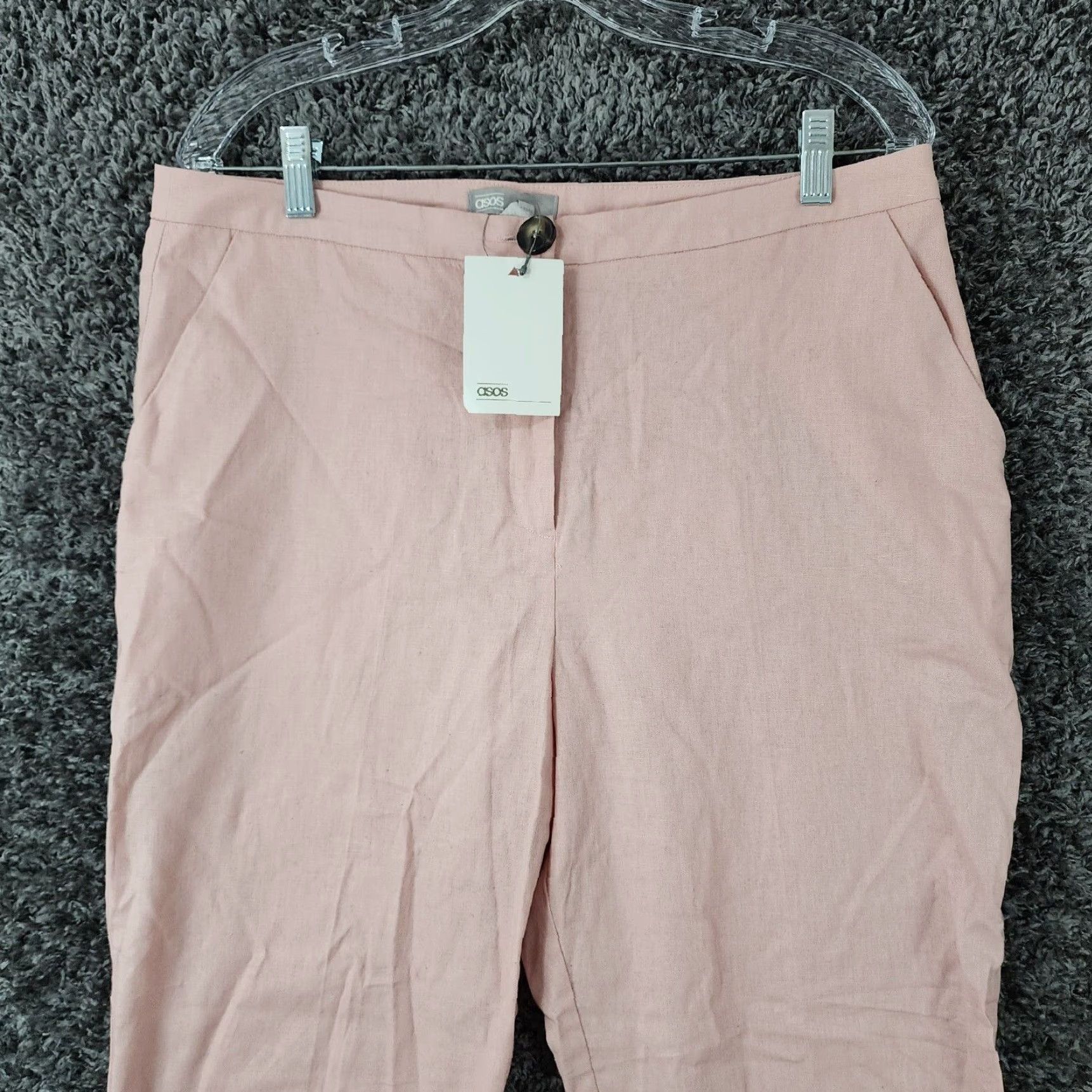 Asos ASOS Womens Pink Linen Cotton Blend Straight Pants Size 10 Regular Size 32" / US 10 / IT 46 - 2 Thumbnail