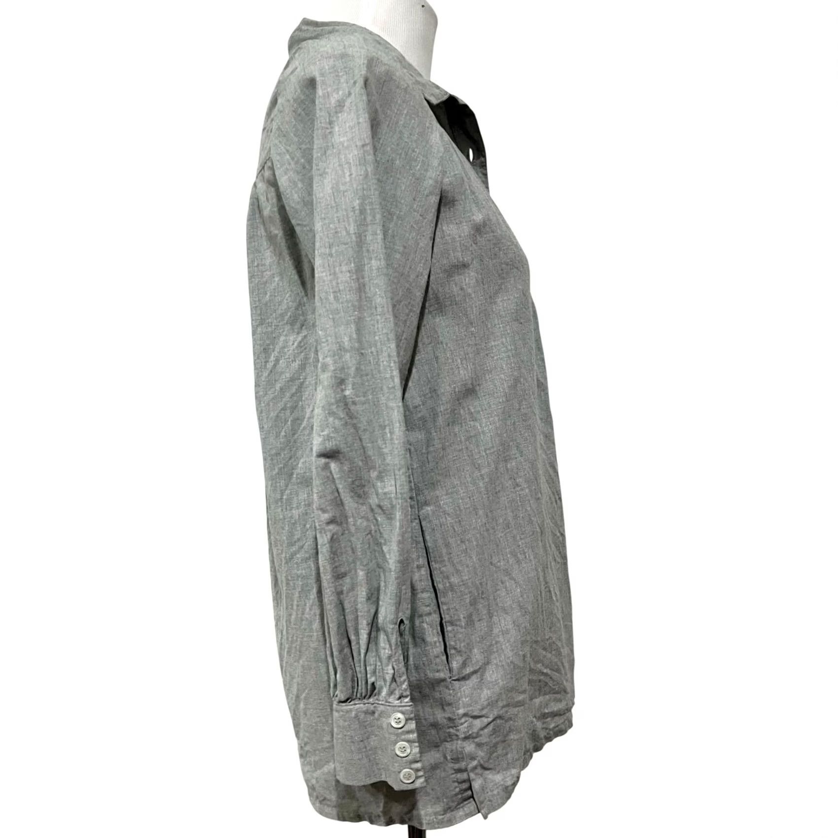 Vintage Kayce Hughes Blouse Womens Popover Top Gray Collared Long Sleeve with Pockets Size 2 Regular XS? Size XS / US 0-2 / IT 36-38 - 7 Thumbnail