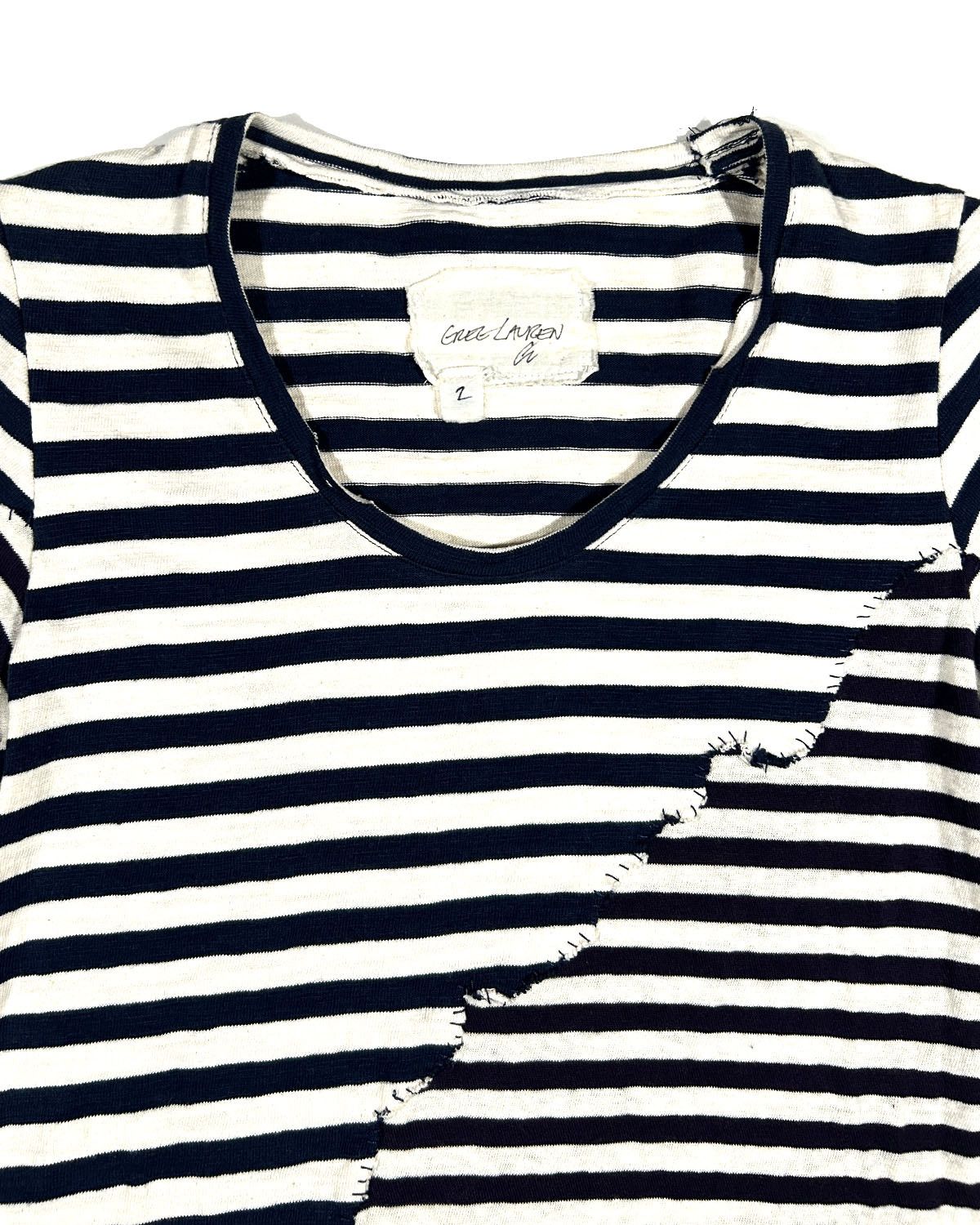 Greg Lauren GREG LAUREN PATCHWORK STRIPED WOMEN'S TEE Size M / US 6-8 / IT 42-44 - 2 Thumbnail