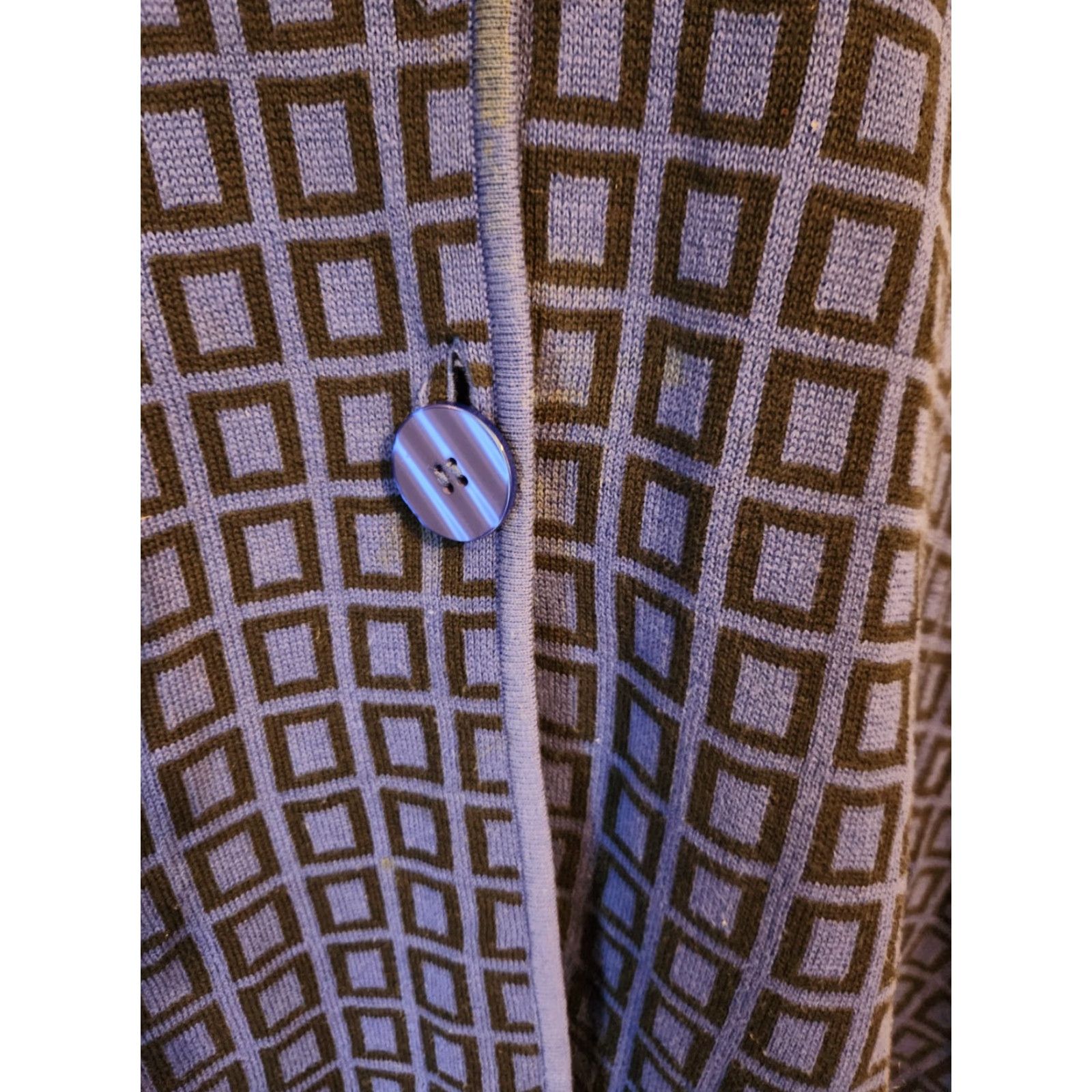Vintage Liz & Me Platinum Collection Indigo Royal Blue Button Front Cardigan 3X Women Knit 100% Cotton Geometric Button Accents Size XXL / US 16-18 / IT 52-54 - 4 Thumbnail