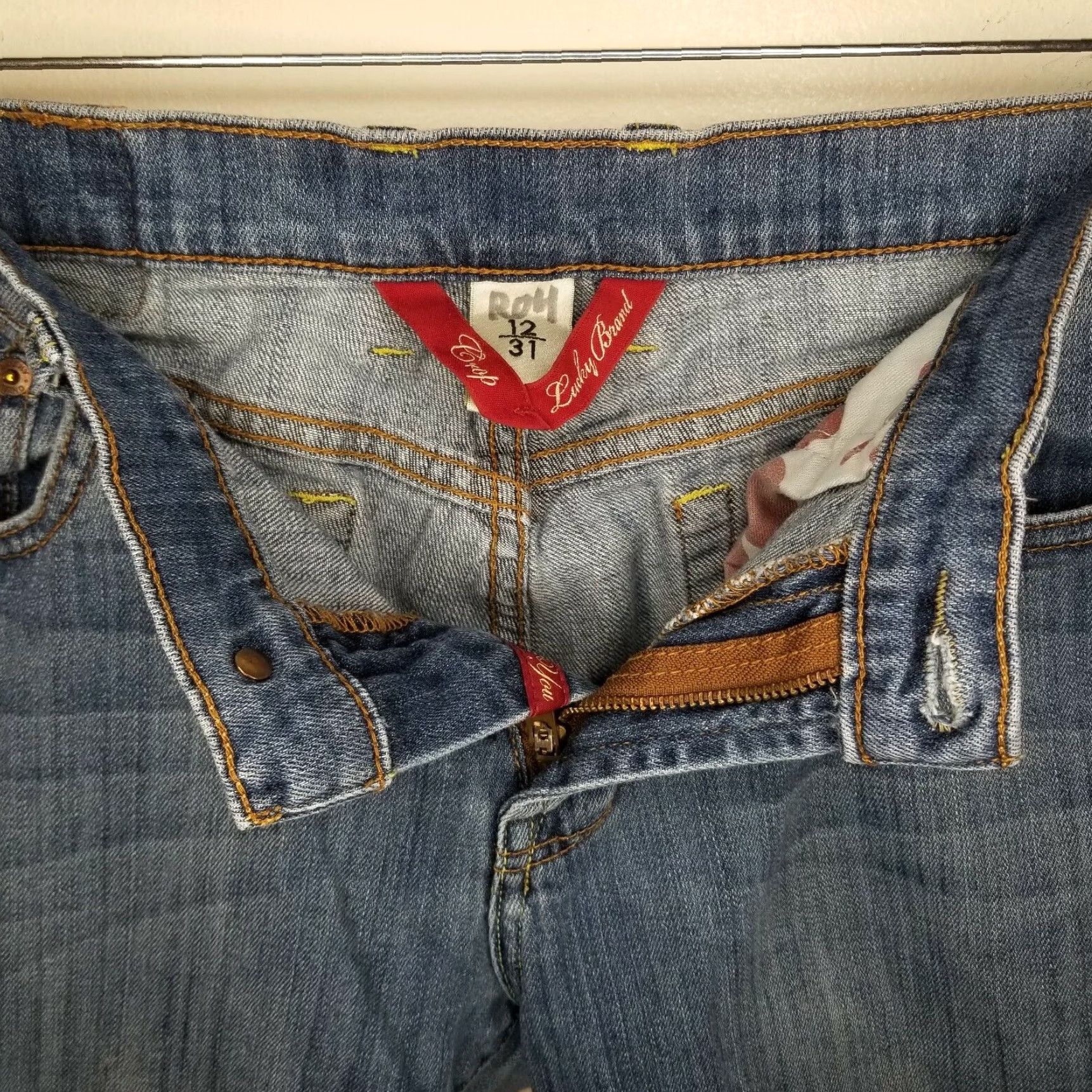Lucky Brand Lucky Brand Womens Cropped Blue Straight Jeans Size 12 Size 34" / US 12 / IT 48 - 3 Thumbnail