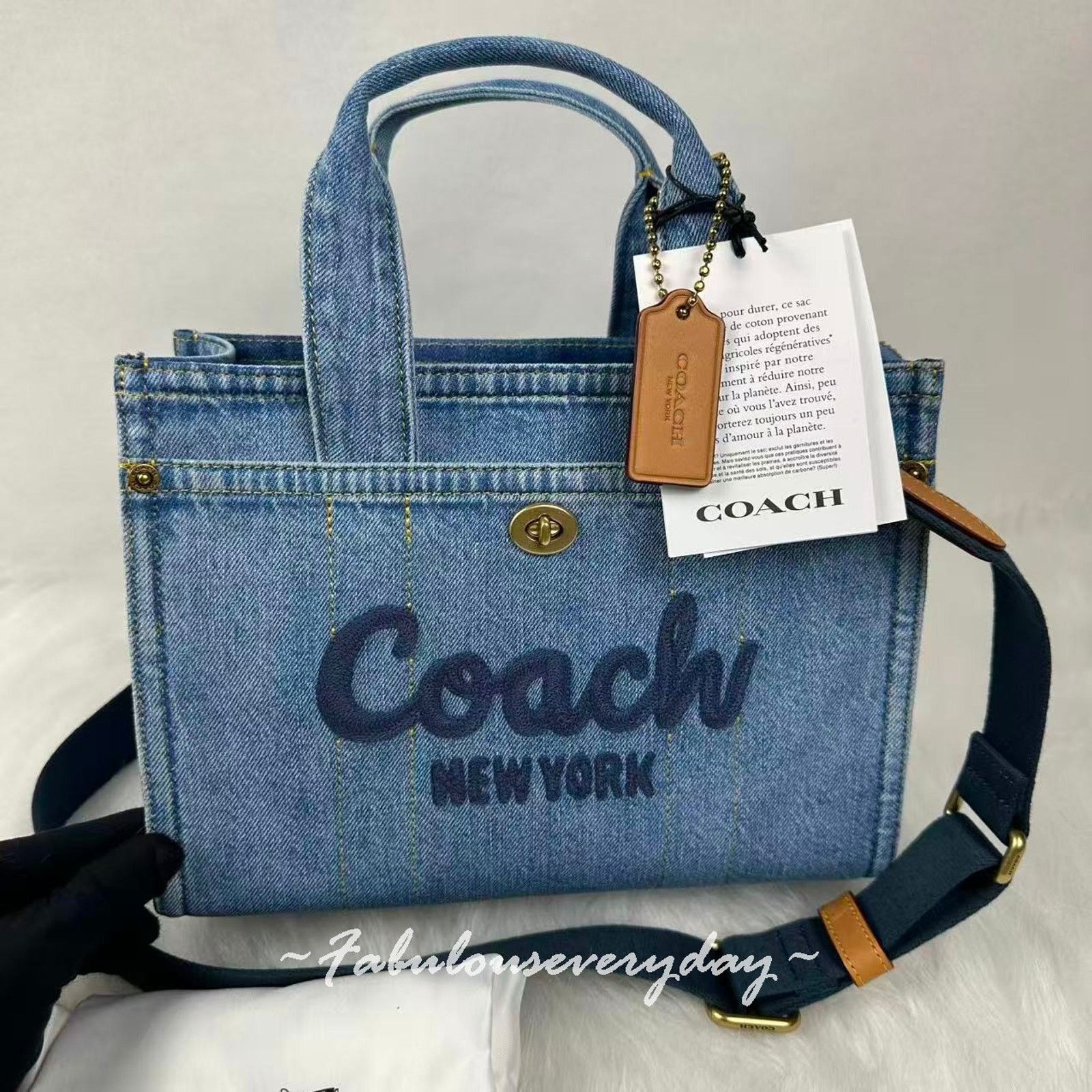 Coach COACH Cargo Tote Bag 26 Crossbody In Denim/Gold/Denim Size ONE SIZE - 2 Thumbnail