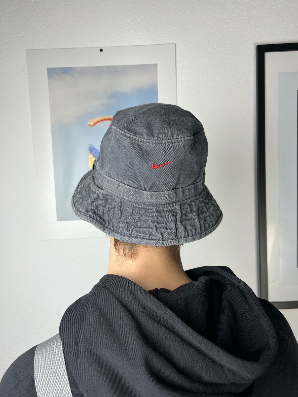 Nike × Vintage Vintage Nike Swoosh Logo Bucket Hat Panama faded Size ONE SIZE - 11 Thumbnail