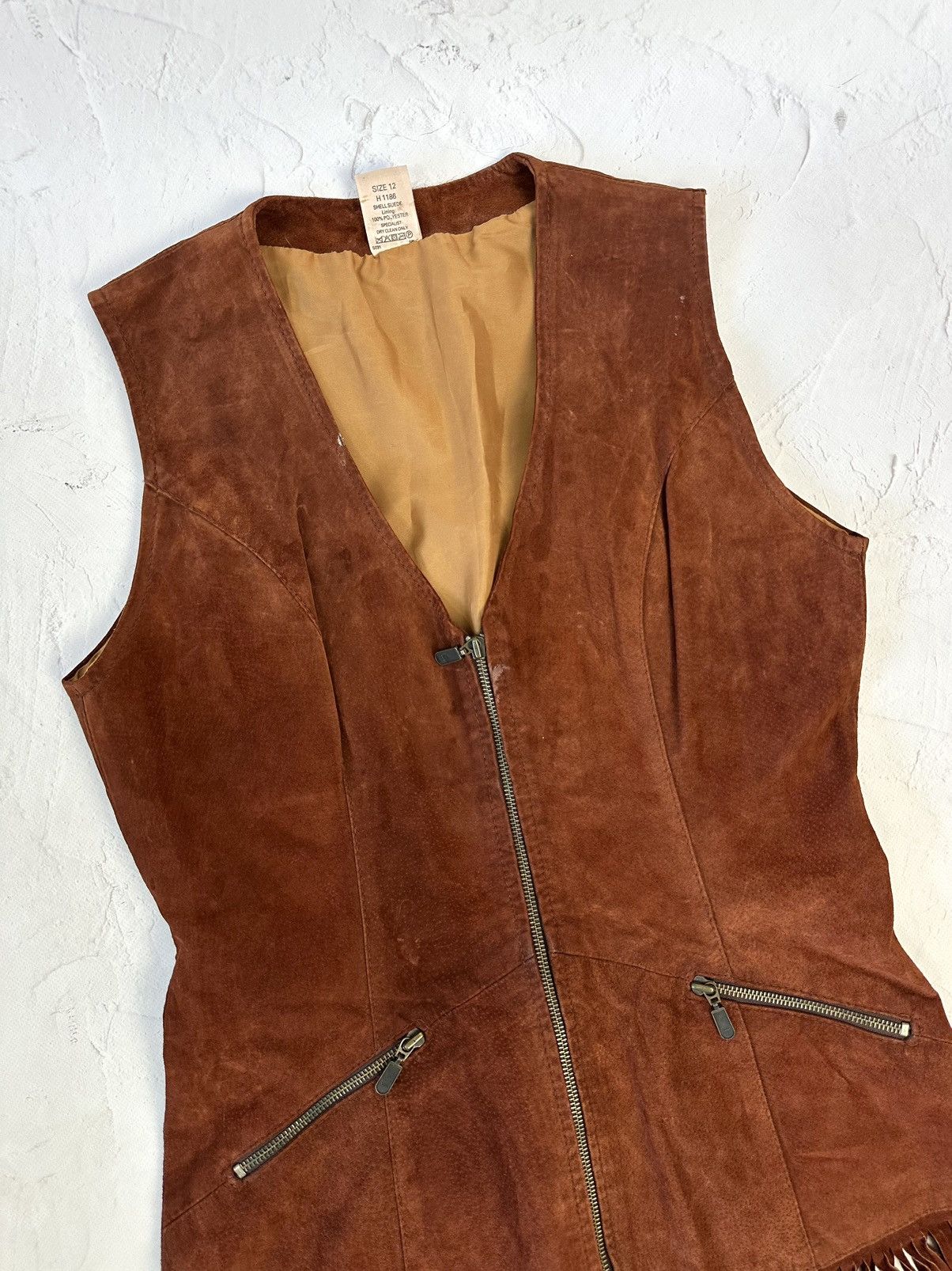 If Six Was Nine Vintage Brown Suede Zipper Vest Size M / US 6-8 / IT 42-44 - 3 Thumbnail