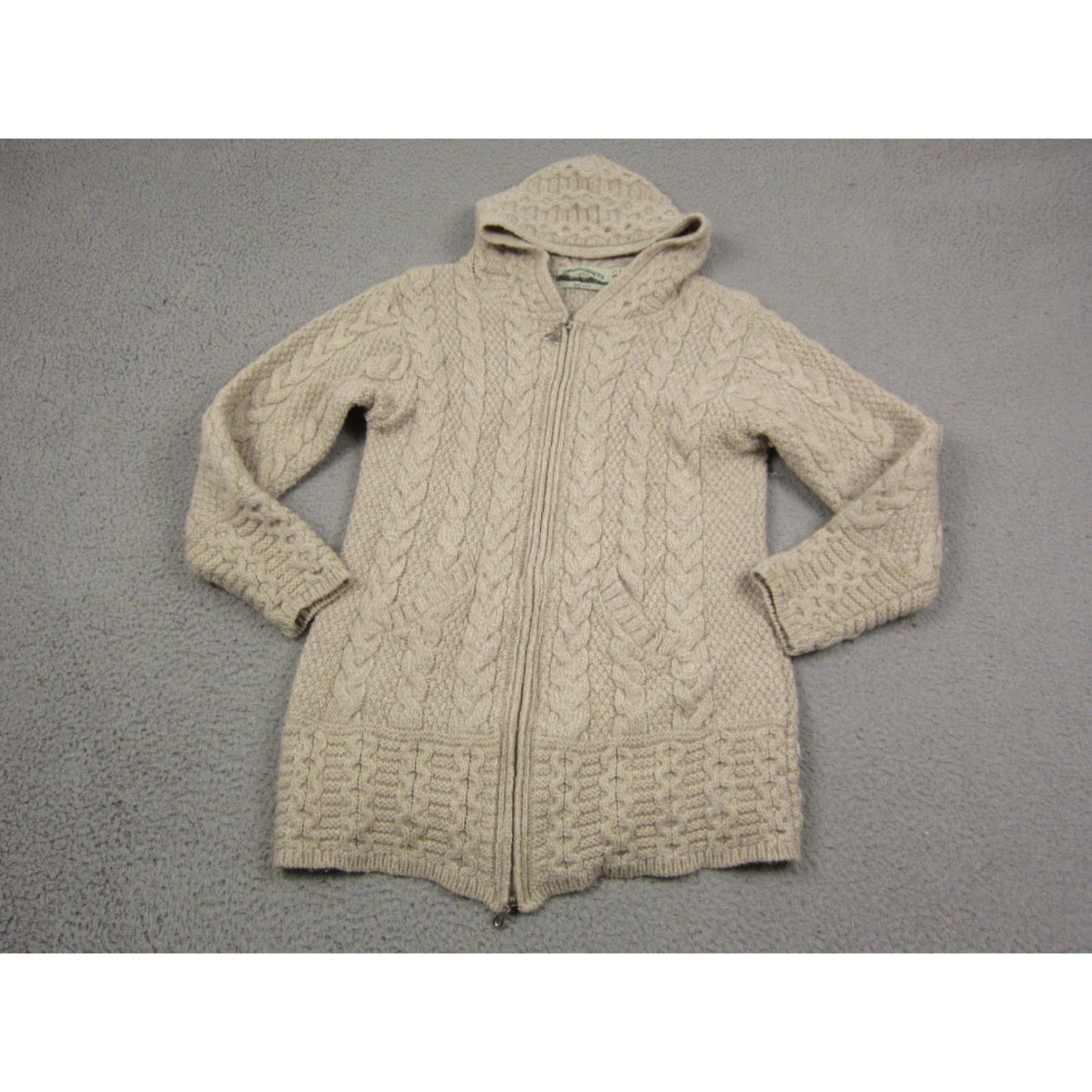 Vintage VINTAGE Aran Crafts Sweater Cardigan Womens Small S Beige Wool Full Zip 100% Knit 90s Size S / US 4 / IT 40 - 2 Thumbnail