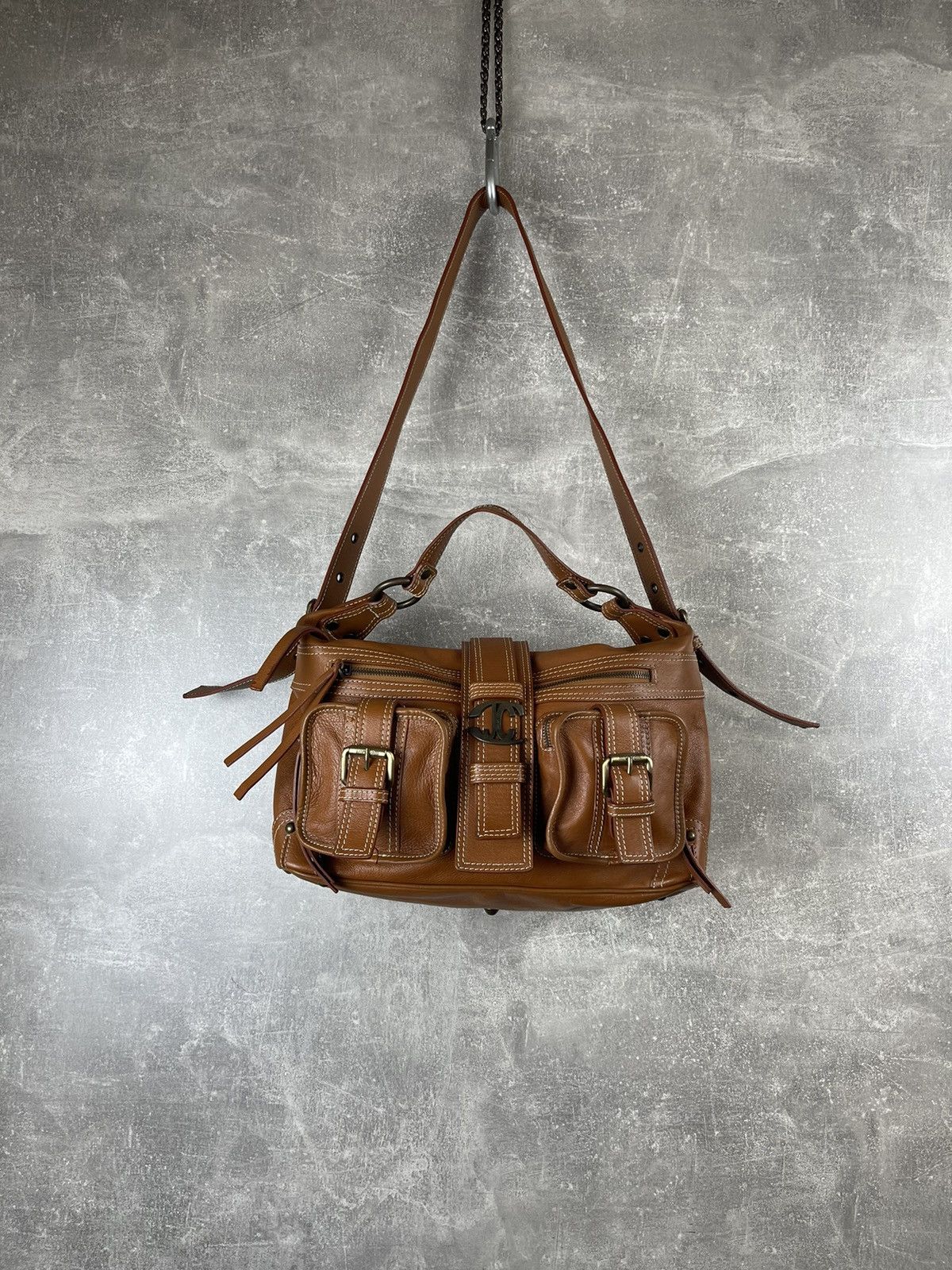 Just Cavalli × Roberto Cavalli × Vintage Just Cavalli Vintage Leather Shoulder Logo Buckle Bag Size ONE SIZE - 1 Thumbnail