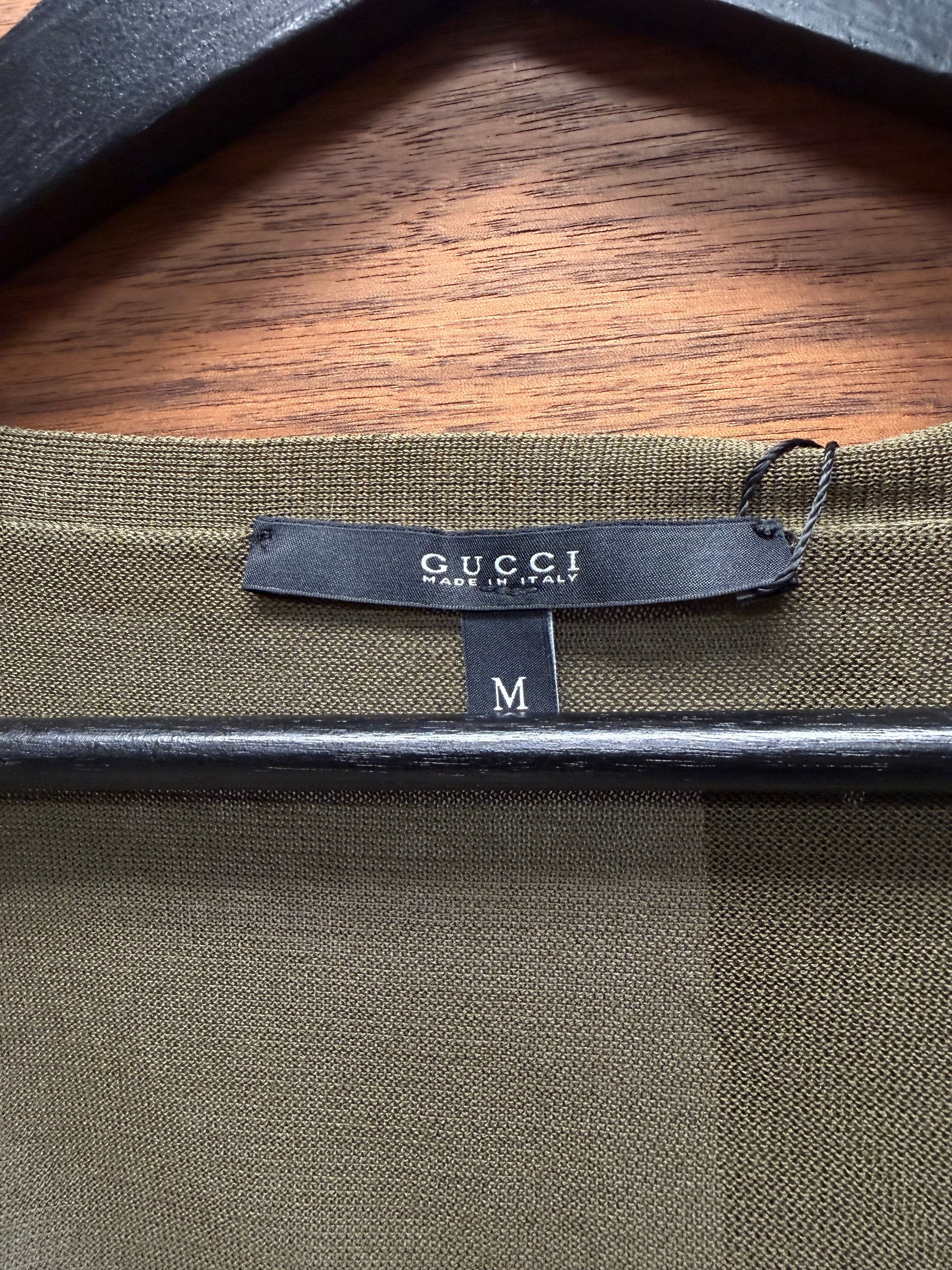 Gucci Gucci Olive Green Ruched Side Sean Short Sleeve Shirt Size M / US 6-8 / IT 42-44 - 3 Thumbnail