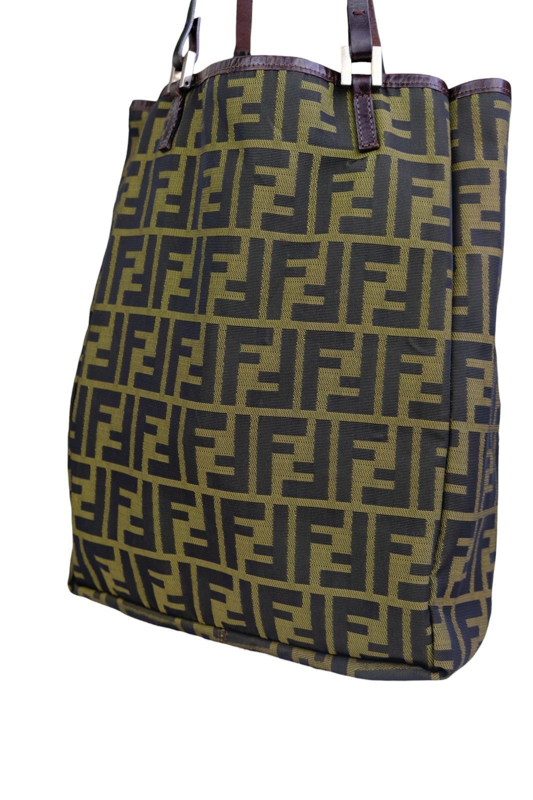 Fendi Vintage fendi zucca tote bag with brown leather pouch bag Size ONE SIZE - 7 Thumbnail