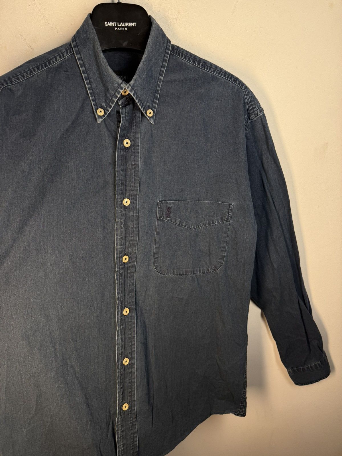Yves Saint Laurent 90s YSL Denim Shirt Jeans Dress Overshirt Button Up Collar Size US M / EU 48-50 / 2 - 13 Thumbnail