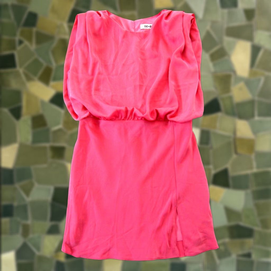 Vintage DO+BE Pink Silky Sleeveless High Neck Sheath Cocktail Prom Dress M Size M / US 6-8 / IT 42-44 - 1 Thumbnail