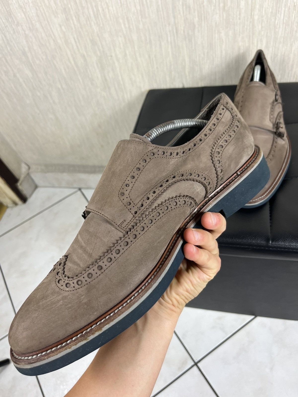Canali × Designer Canali Italy monk strap leather shoes classic suede loafers Size US 12 / EU 45 - 10 Thumbnail