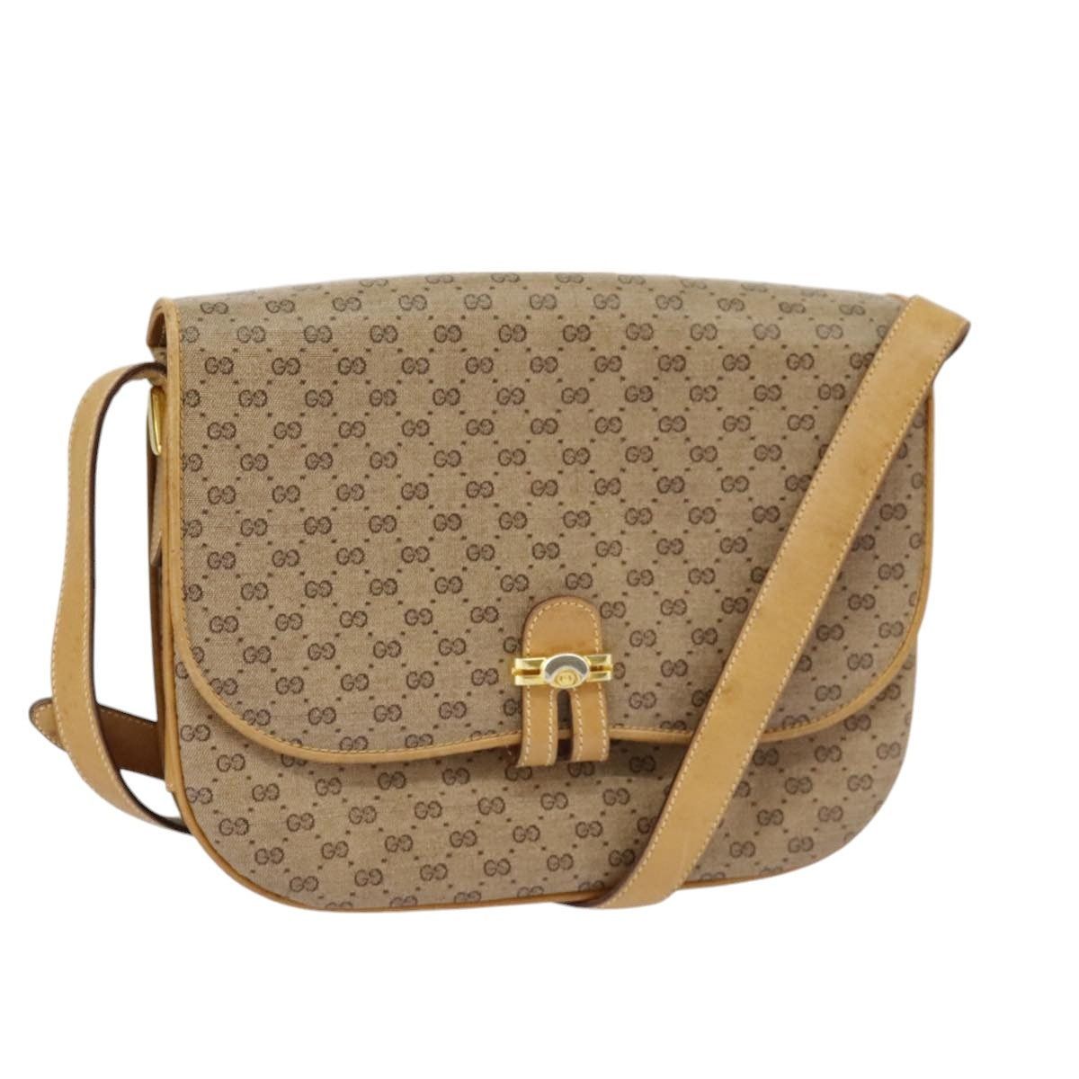 Gucci Micro GG Supreme Shoulder Bag Pvc Beige Gold, Women's