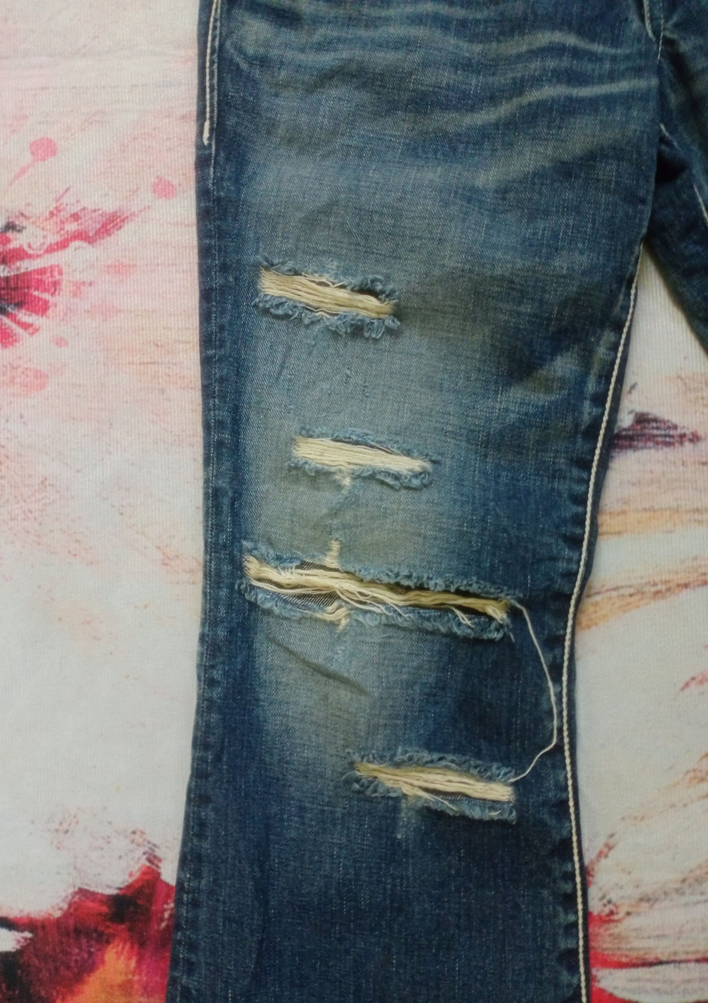 If Six Was Nine Rare Distressed Ufin & Sons Flare Boot cut Jeans Size US 33 - 10 Thumbnail