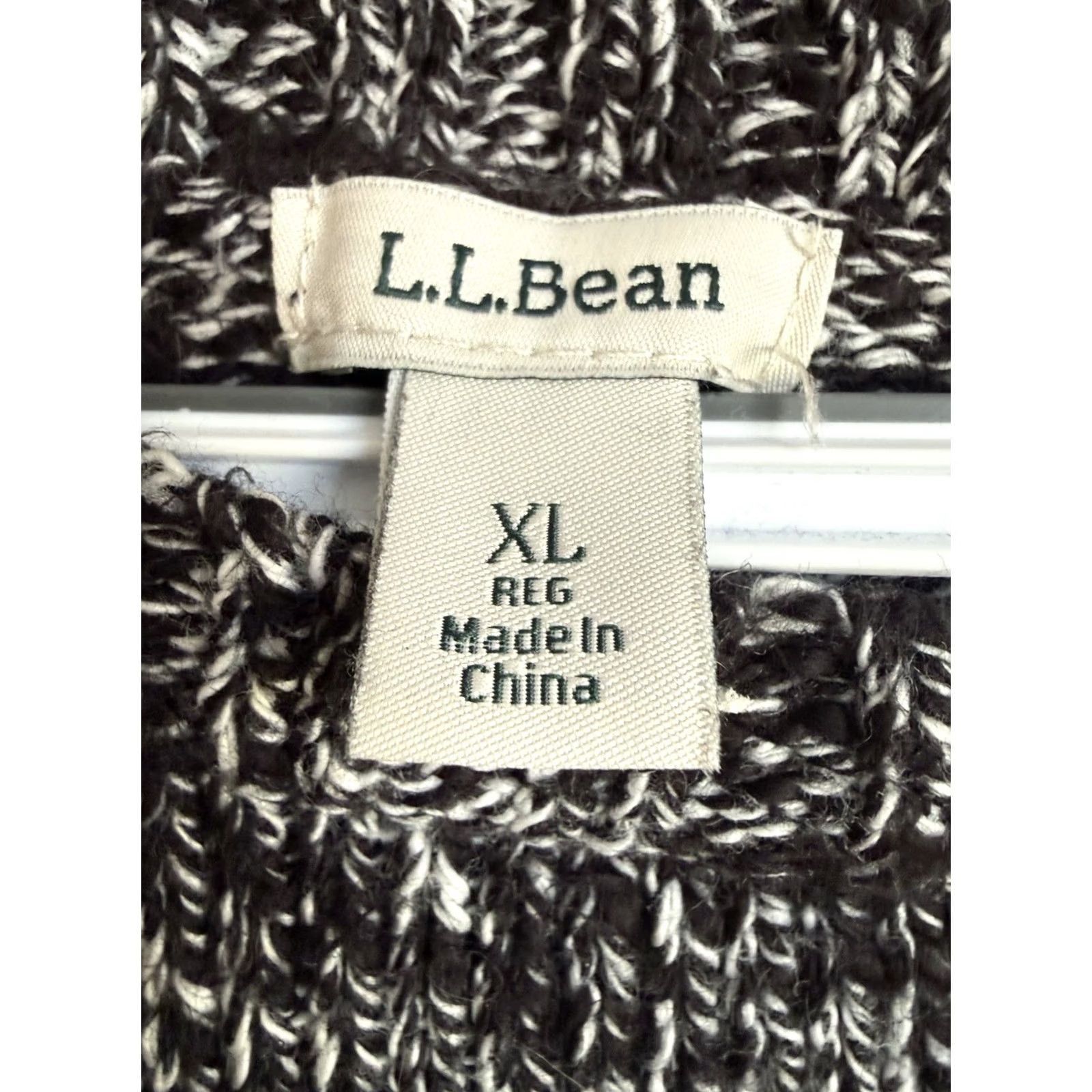Vintage L.L. Bean Cardigan Sweater Women's XL Black 100% Cotton Marled Raglan Sleeve Classic Knit" Size XL / US 12-14 / IT 48-50 - 3 Thumbnail