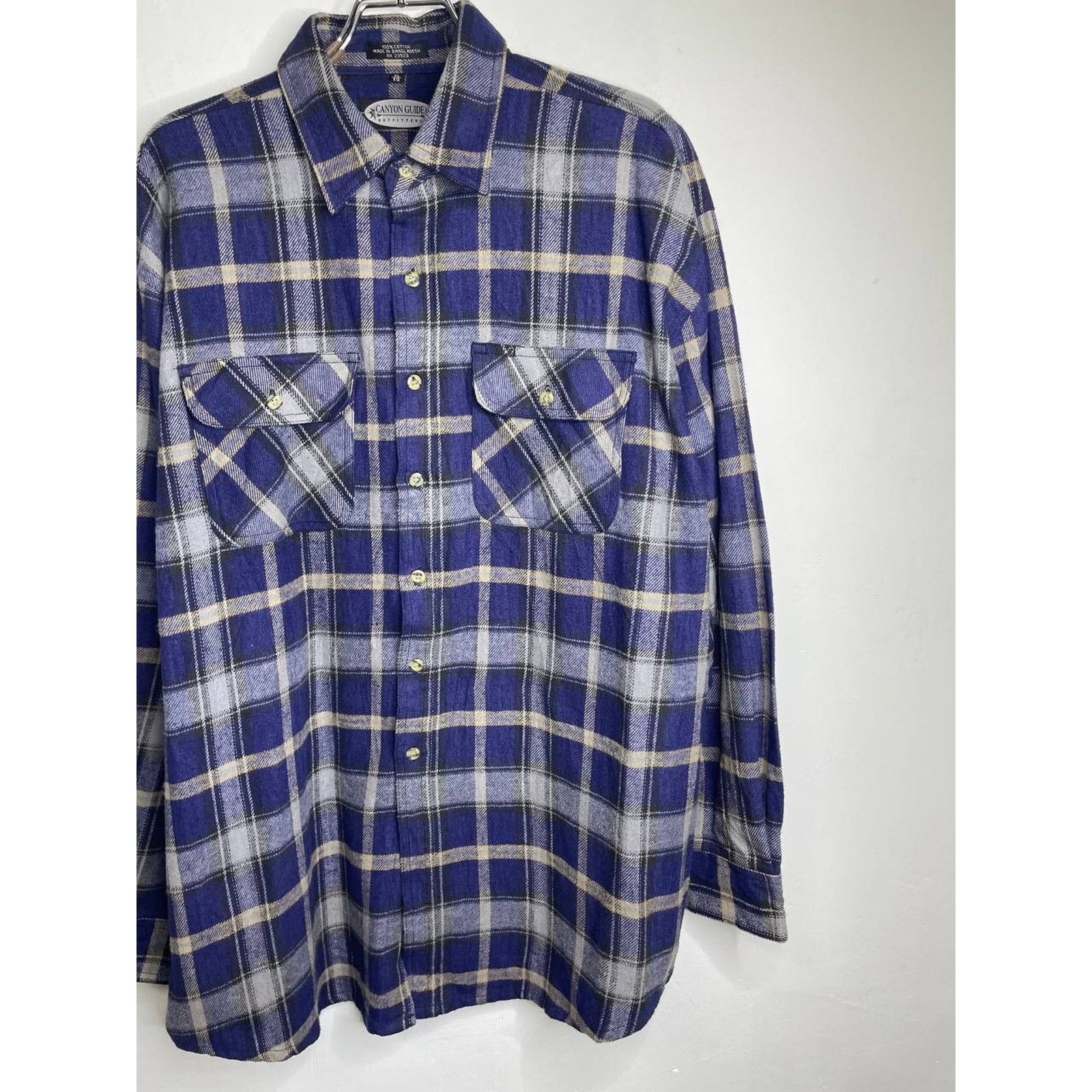 Flannel Vintage Canyon Guide Flannel Shirt Blue Gray Plaid Cotton XL Size US XL / EU 56 / 4 - 4 Thumbnail