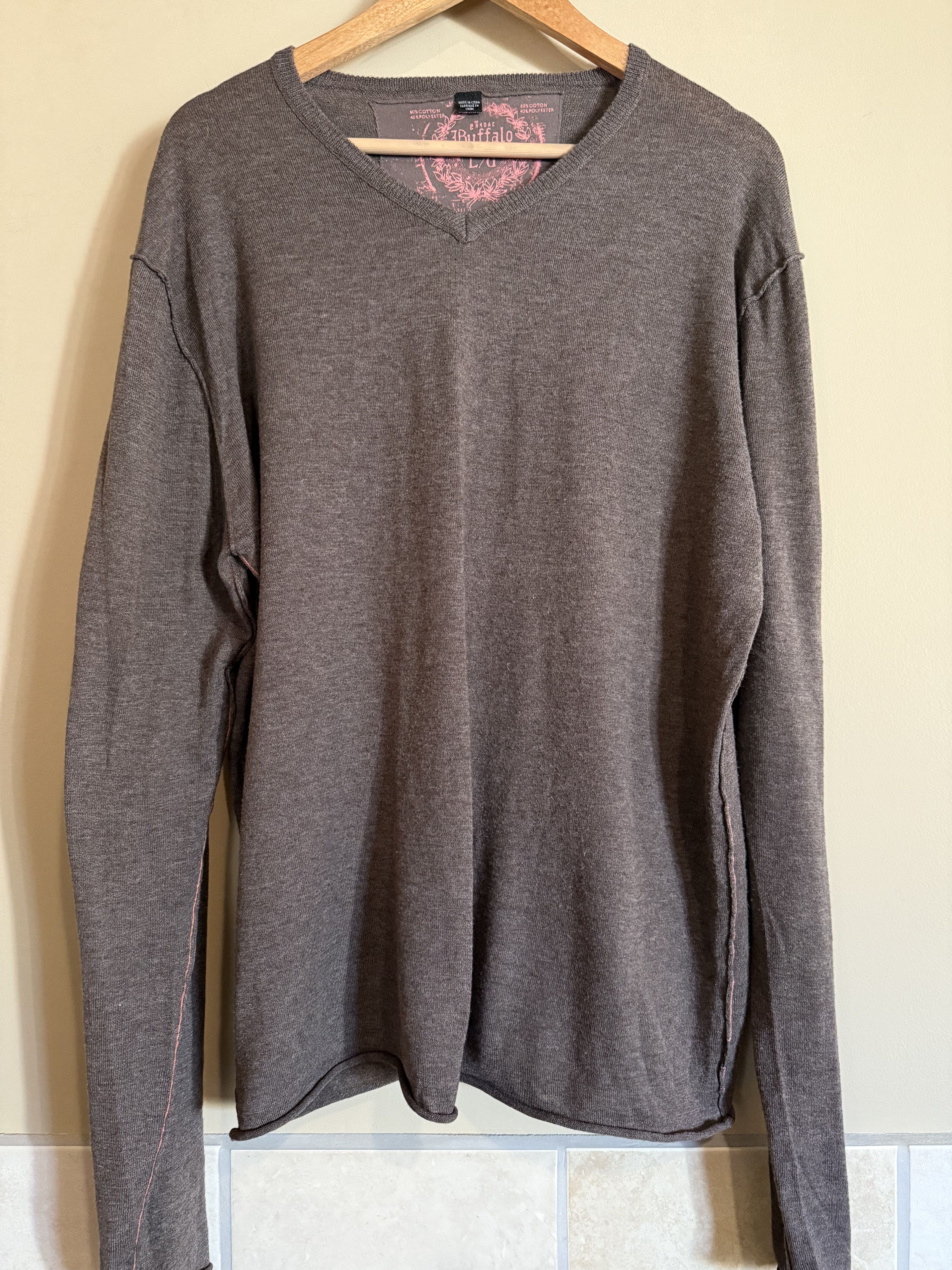 Buffalo David Bitton Buffalo David Bitton V-Neck Sweater, Taupe, Men's Large Size US L / EU 52-54 / 3 - 1 Thumbnail