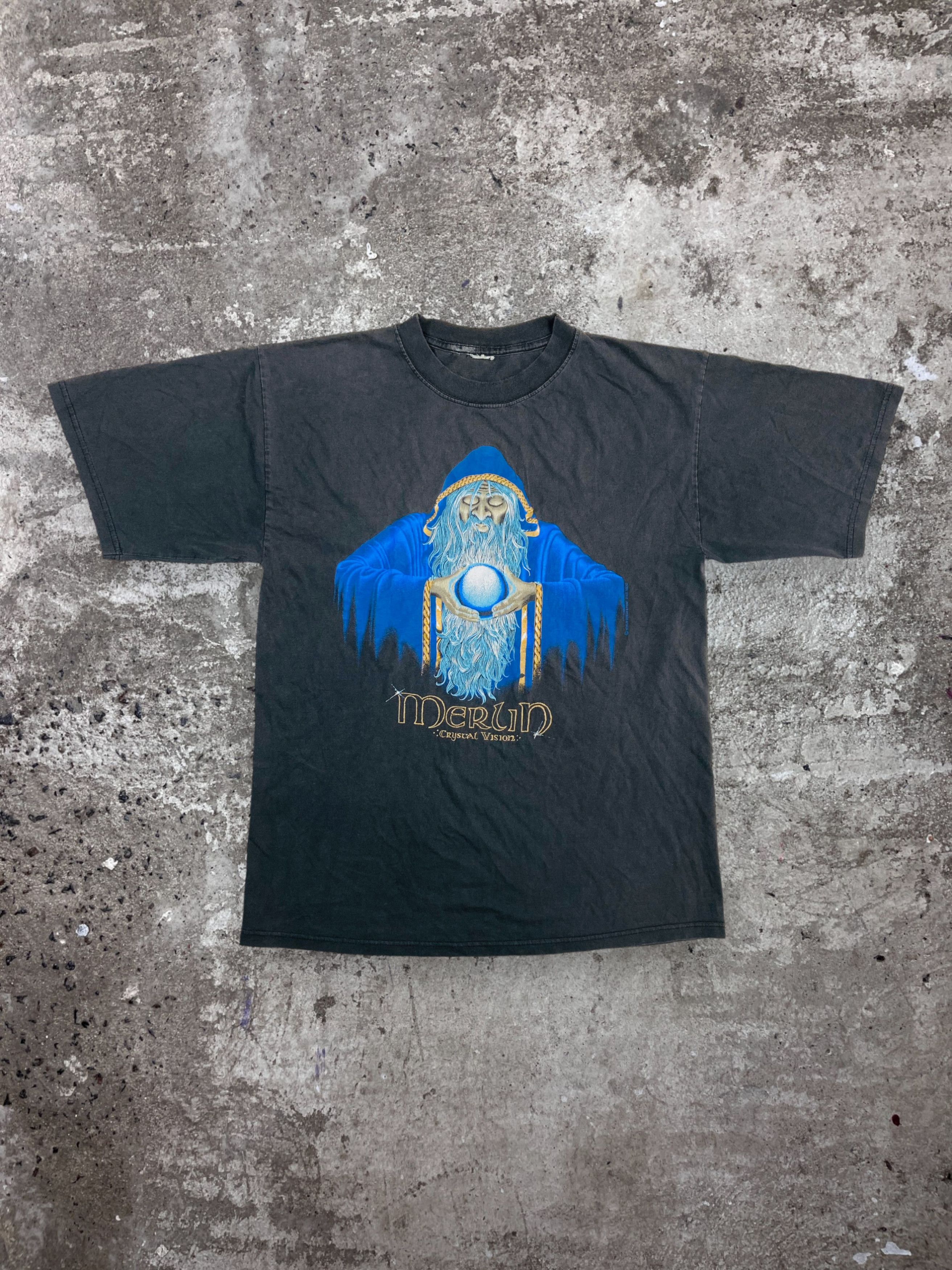 Vintage 🔮 MERLIN CRYSTAL VISION ARCHIVE 1990s SUN FADED TEE - № 218 Size US XL / EU 56 / 4 - 1 Thumbnail