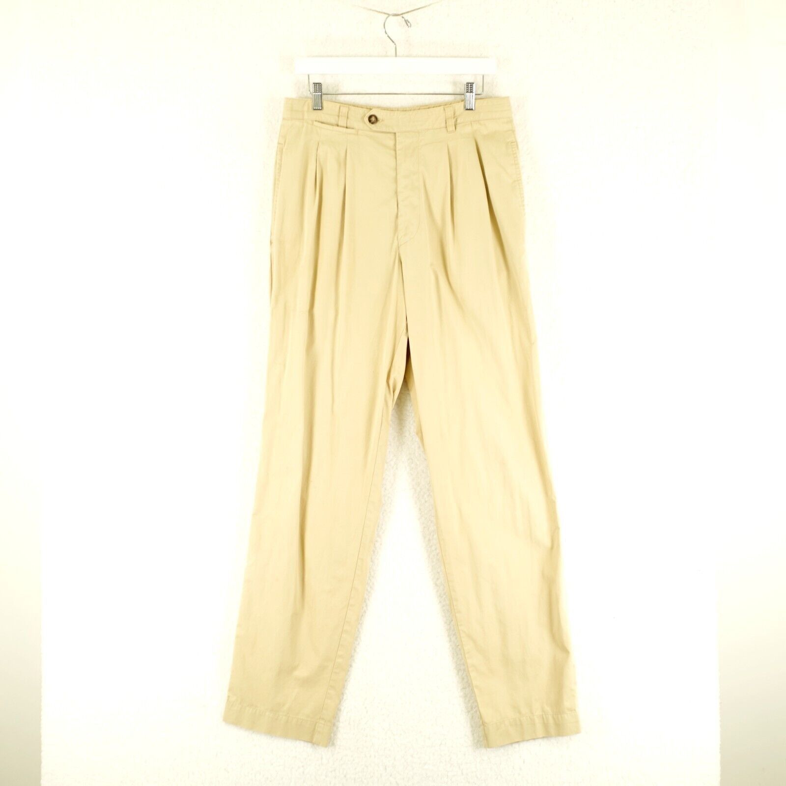 Hugo Boss Hugo Boss King Cream Yellow Pleated High Rise Cotton Chino P Size US 32 / EU 48 - 1 Thumbnail