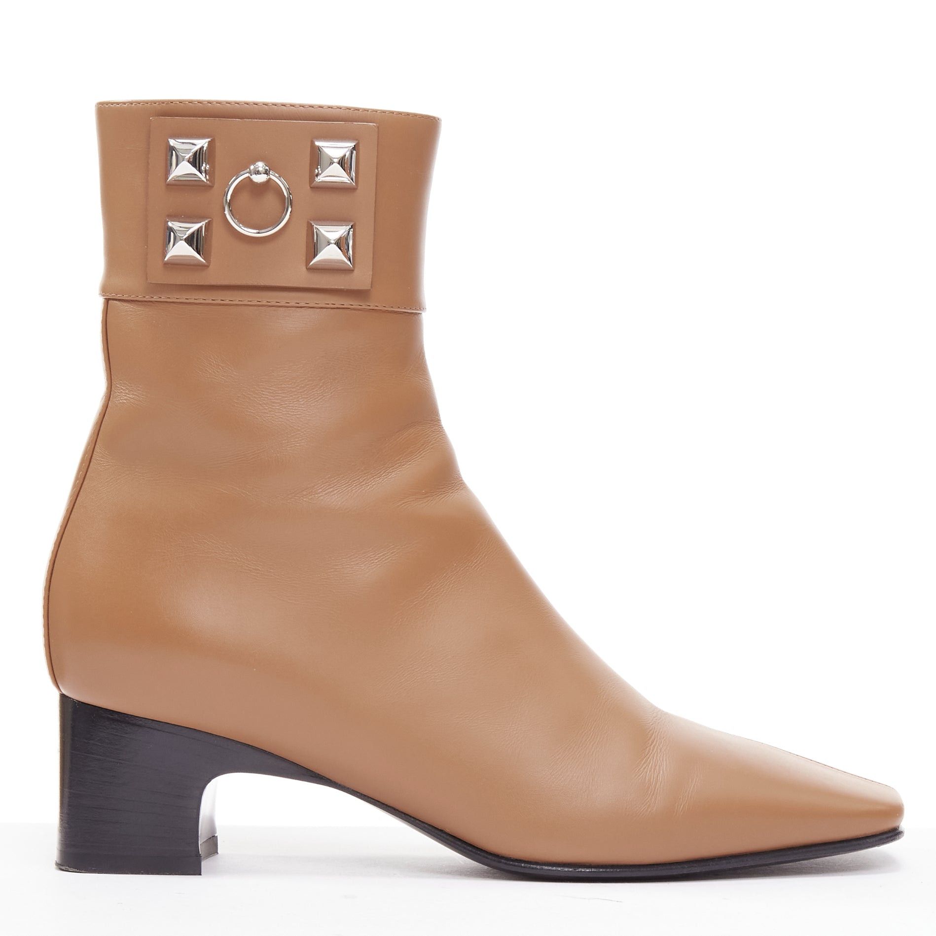 Hermes HERMES Decouverte 50 Beige Dore brown leather silver hardware ankle boots EU36 Size US 6 / IT 36 - 1 Thumbnail