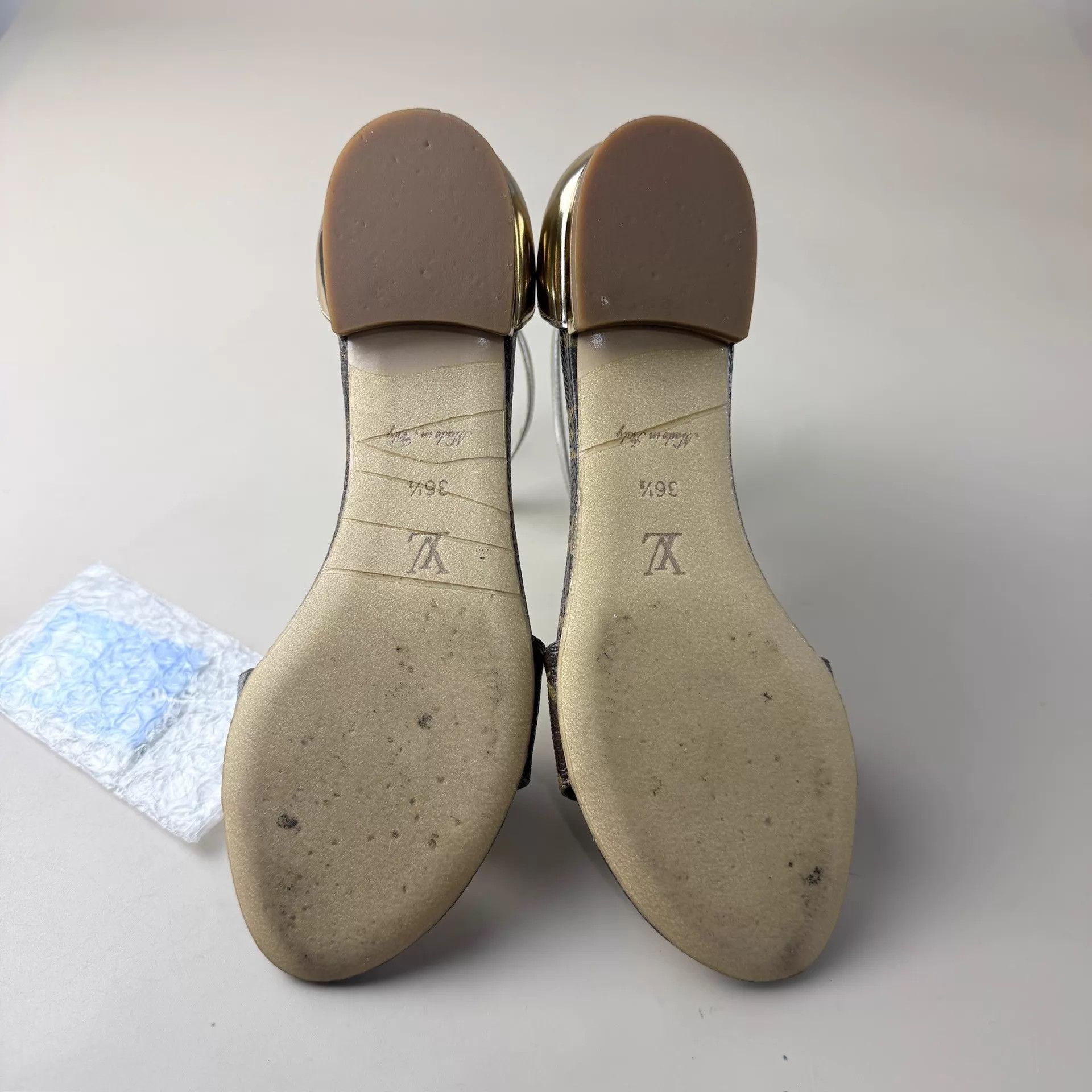 Louis Vuitton LV Monogram gold tan strappy sandals 36.5 Size US 6 / IT 36 - 6 Thumbnail