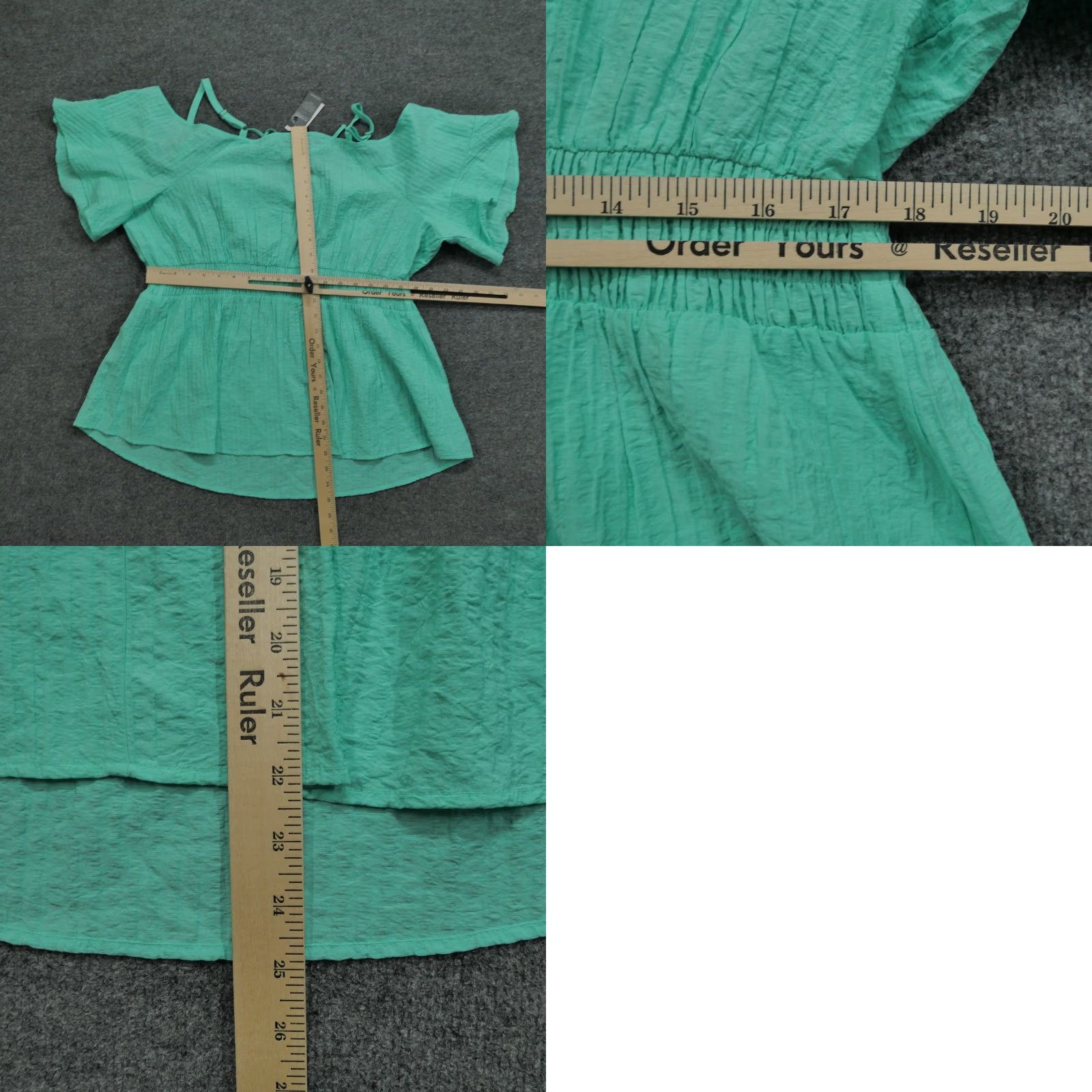 Vintage Lane Bryant Top Womens 18 Green Shirt Cold Shoulder Smock Waist Blouse Sleeveless Collared Button Non-Iron Casual Size XXL / US 16-18 / IT 52-54 - 8 Thumbnail
