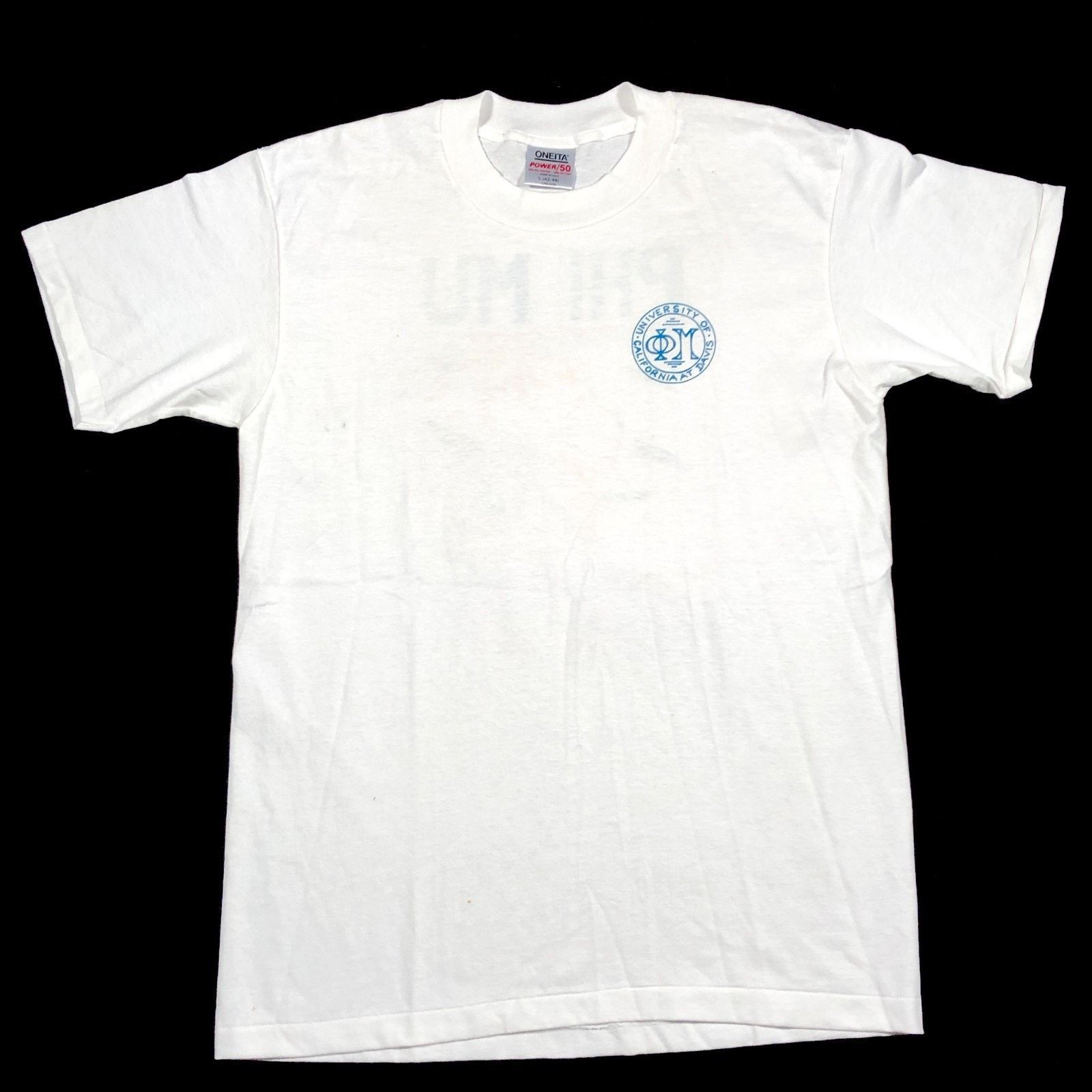 Vintage vintage 90s UC Davis Phi Mu Lion Logo Sorority White Tee Size US L / EU 52-54 / 3 - 5 Thumbnail