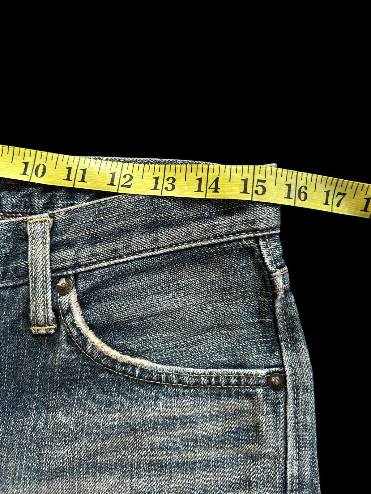 Japanese Brand × Kapital × Vintage Rusty Edwin Selvedge Distressed Short Denim jeans Size US 31 - 12 Thumbnail
