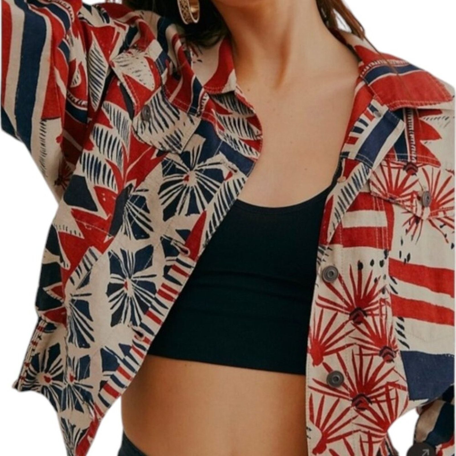 Free People Free People Golden Nile Aztec Crop Shirt Jacket Multicolor L Size L / US 10 / IT 46 - 15 Thumbnail