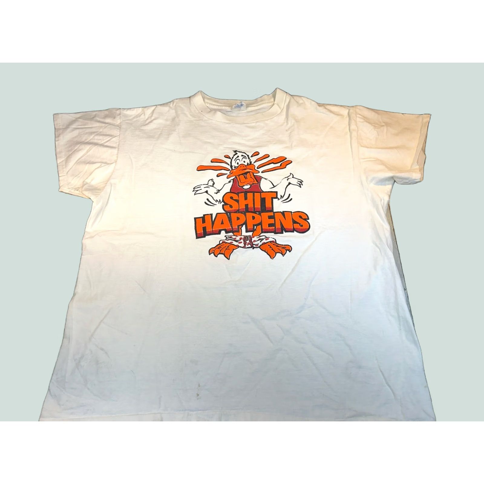 Vintage VINTAGE DUCK SH*T HAPPENS TOPHALF POCKET T-SHIRT XL White Men 1980s Royal First Class Sneakers? Size US XL / EU 56 / 4 - 1 Thumbnail