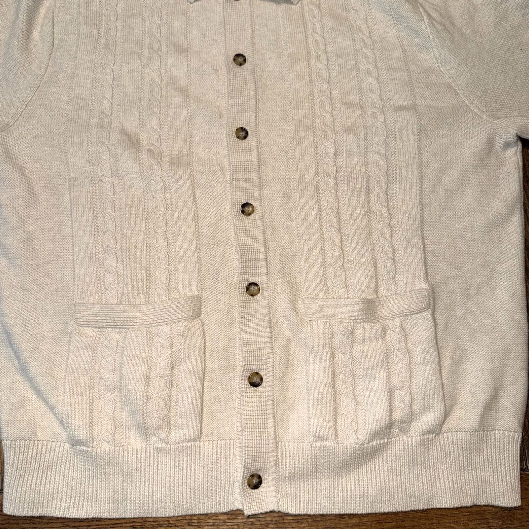 Vintage J Crew Sweater Cardigan Men XL Ivory Heritage Cotton Cable Knit Collared Classic Size US XL / EU 56 / 4 - 3 Thumbnail