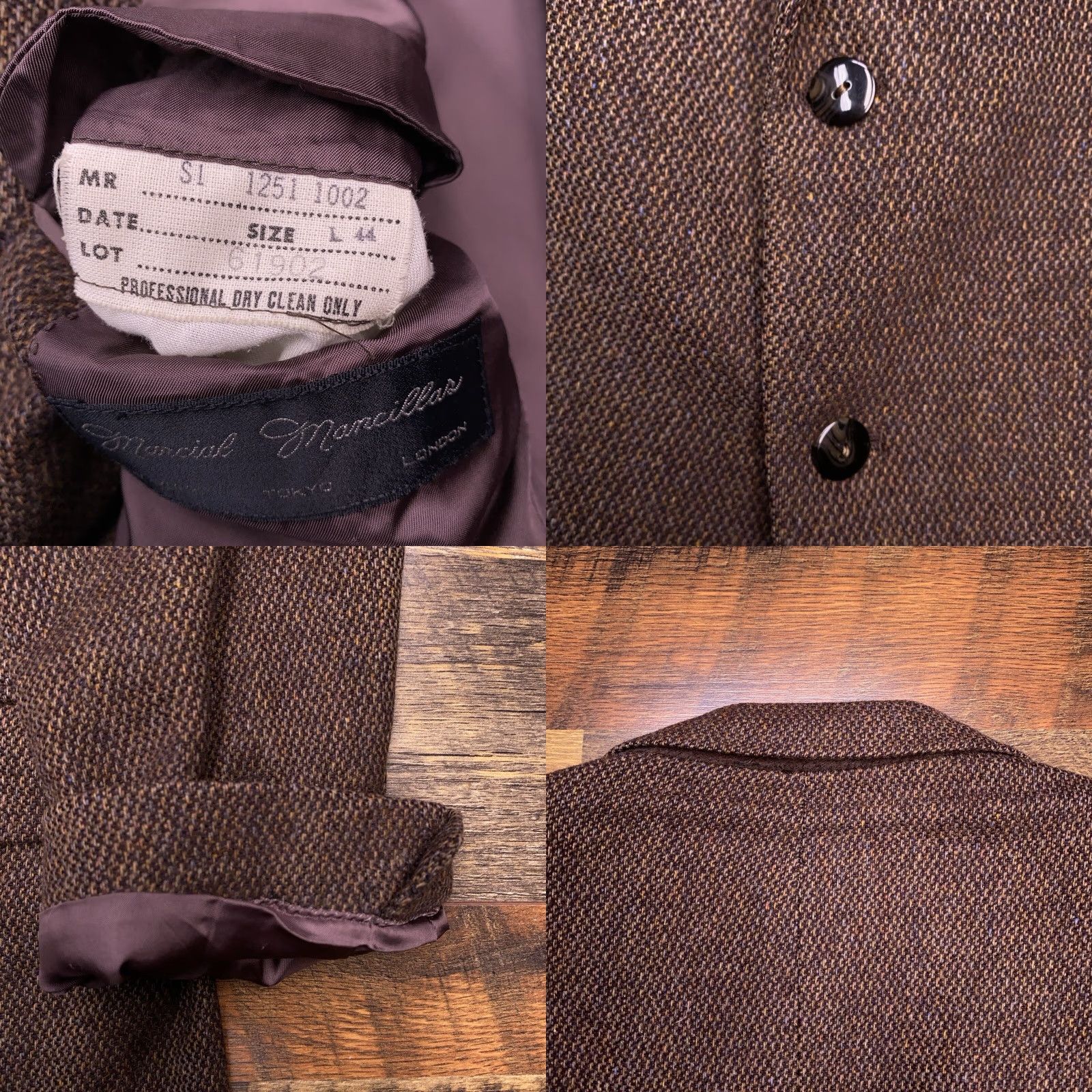 Vintage Steve Petix Blazer Sport Coat 44 Long Brown Wool Tweed Notch Lapel Men Dress Coat Size 44R - 8 Thumbnail