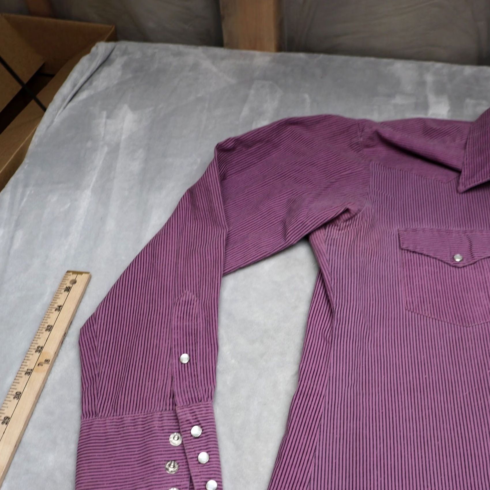 Armani VTG Karman Western Shirt Mens Large Purple Striped Pearl Snap Silver Collection Size US L / EU 52-54 / 3 - 2 Thumbnail