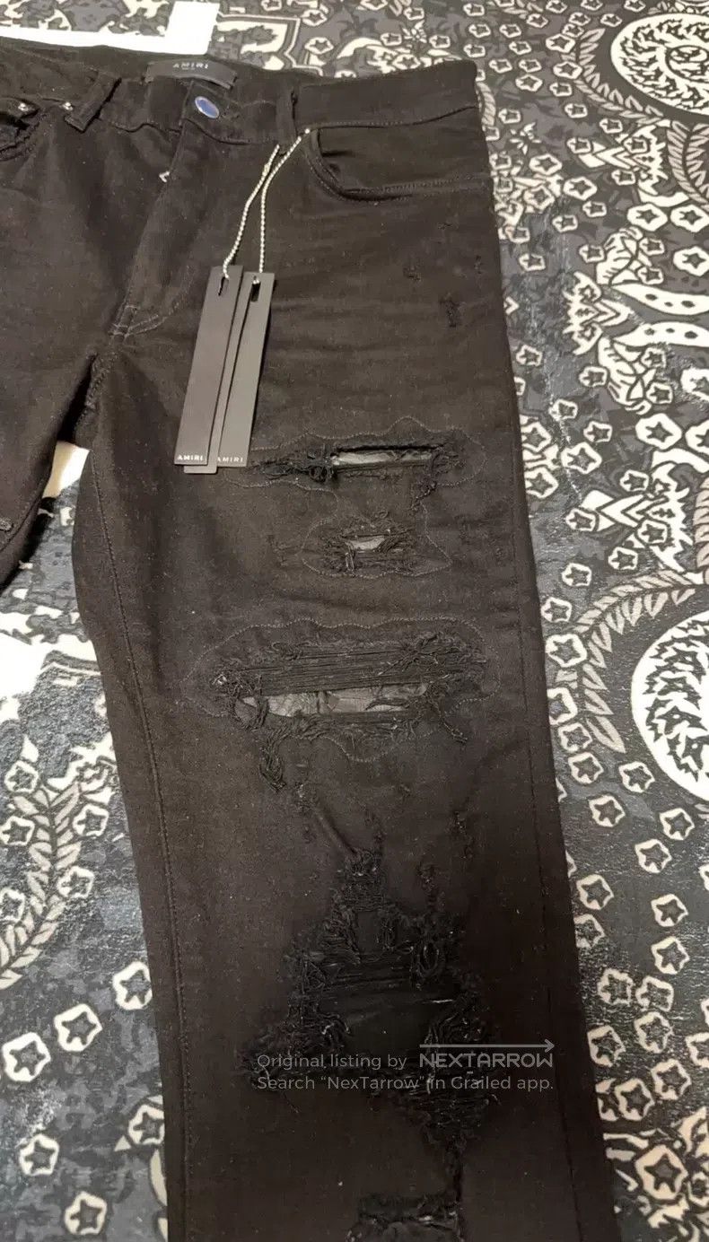 Amiri Amiri Embroidered Destroyed Patchwork Jeans Size 33 Size US 33 - 6 Thumbnail